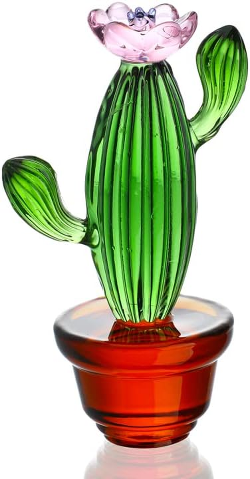 4.3Inch Handmade Blown Glass Art Cactus Figurine Crystal Cactus Decor Ornaments Collectibles Glass Home Tabletop Simulation Plants Decoration Ornaments Gift for Mum Women - Grapes-B image number 3