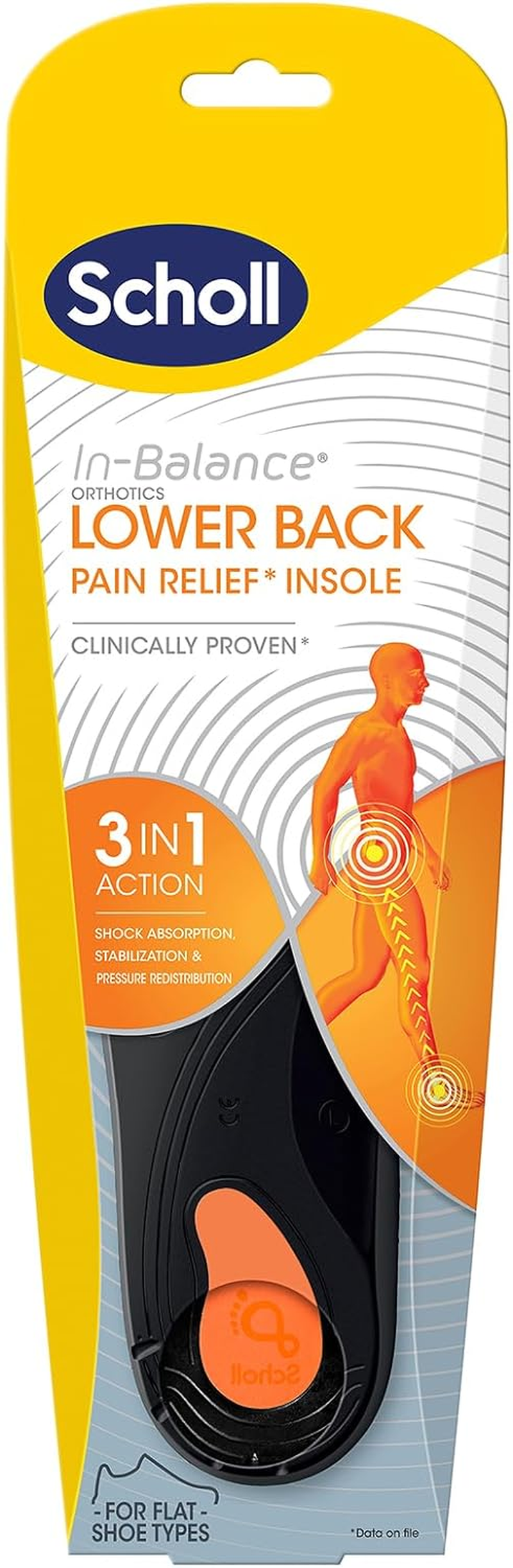 Scholl In-Balance Lower Back Orthotic Insole, Medium Size, 7 - 85