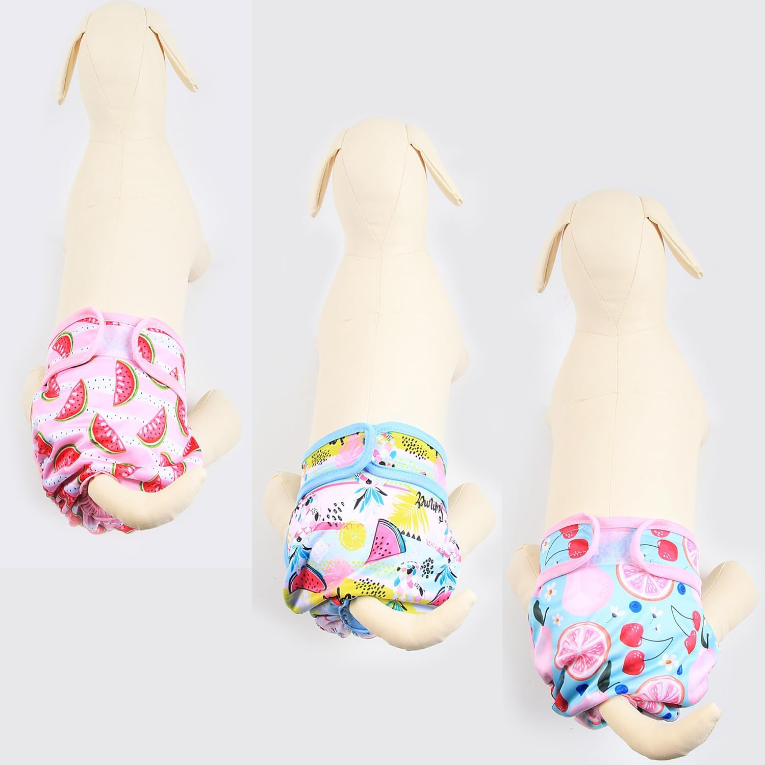 Roczential 3 Pack Female Pet Dog Cat Nappies Set,Reusable Dog Nappies Super Absorbent Dog Diapers Washable Sanitary Wraps Panties for Puppy Small Medium Large Incontinence Dog (XS) image number 1