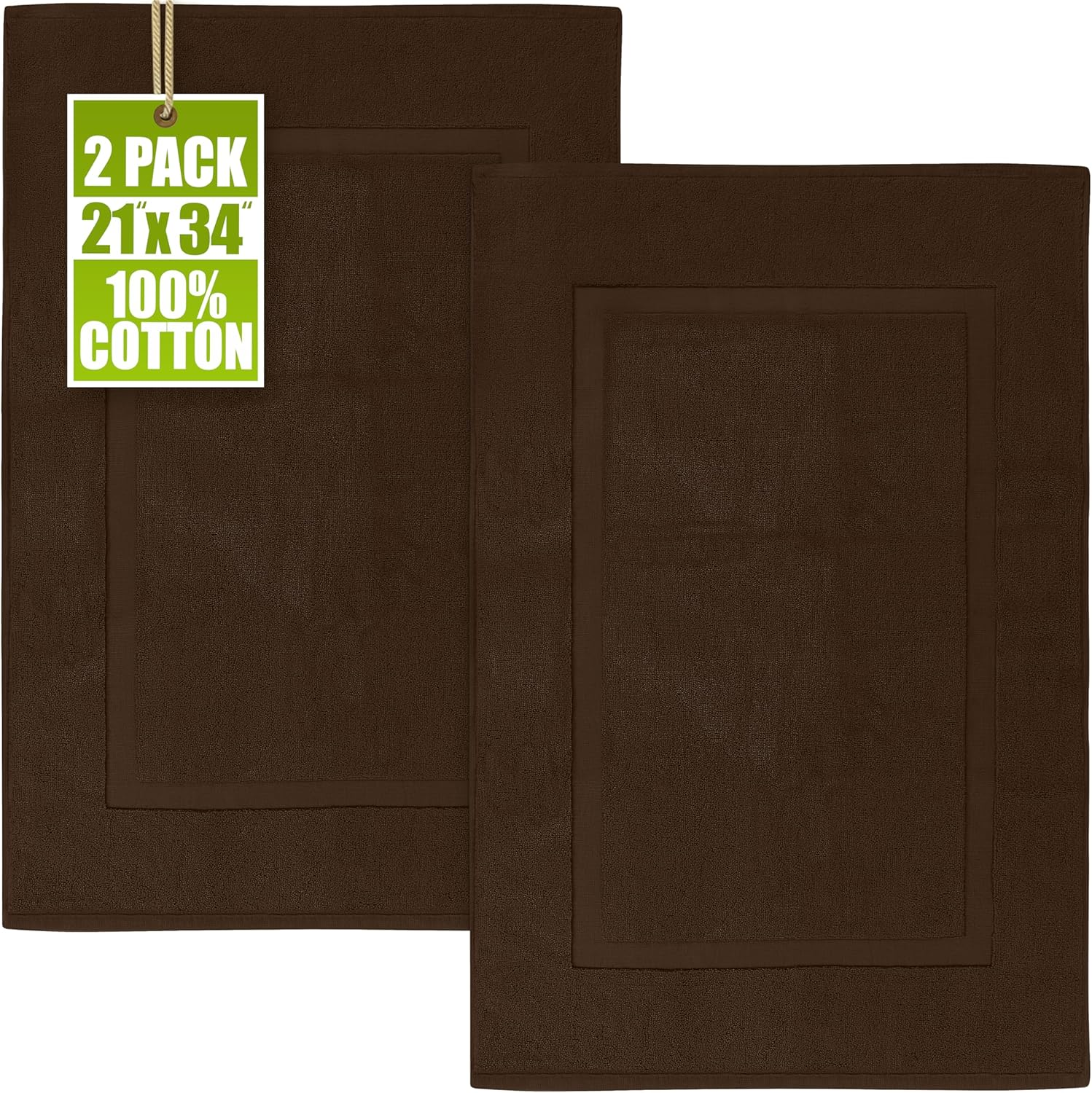 Utopia Towels Luxury Hotel-Spa Tub-Shower Bath Mat Floor Mat - (2 Pack, Black, 50Cm by 90Cm) - 100% Ringspun Cotton, Luxury Size, Maximum Absorbency, Machine Washable - By