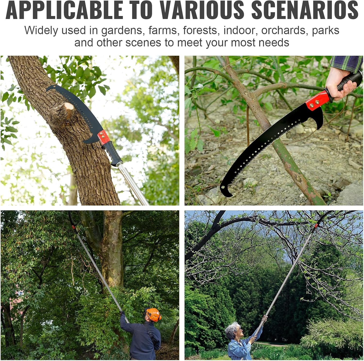 Manual Pole Saw 15Ft, Lightweight Manual Stainless Steel Extension High Pole Pruning Pole Saw for Tree Trimming Branches at Forestry Yard Garden Patio image number 3