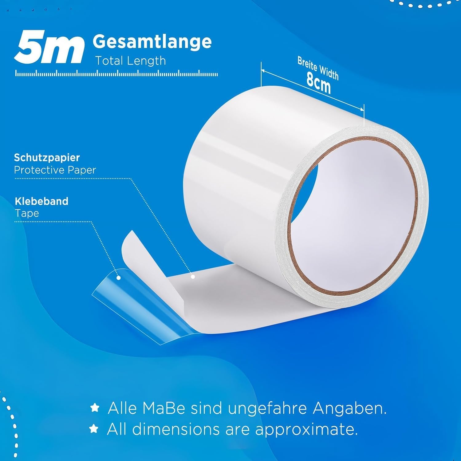 Ecooe TPU Repair Tape, Clear Tape, 8Cm X 5M, Waterproof Adhesive Tape for Pool, Air Mattress, Trampoline, Inflatable Boat, Air Bed, Bouncy Castle, Water Polo, Swimming Ring Patches, Color Transparent image number 3