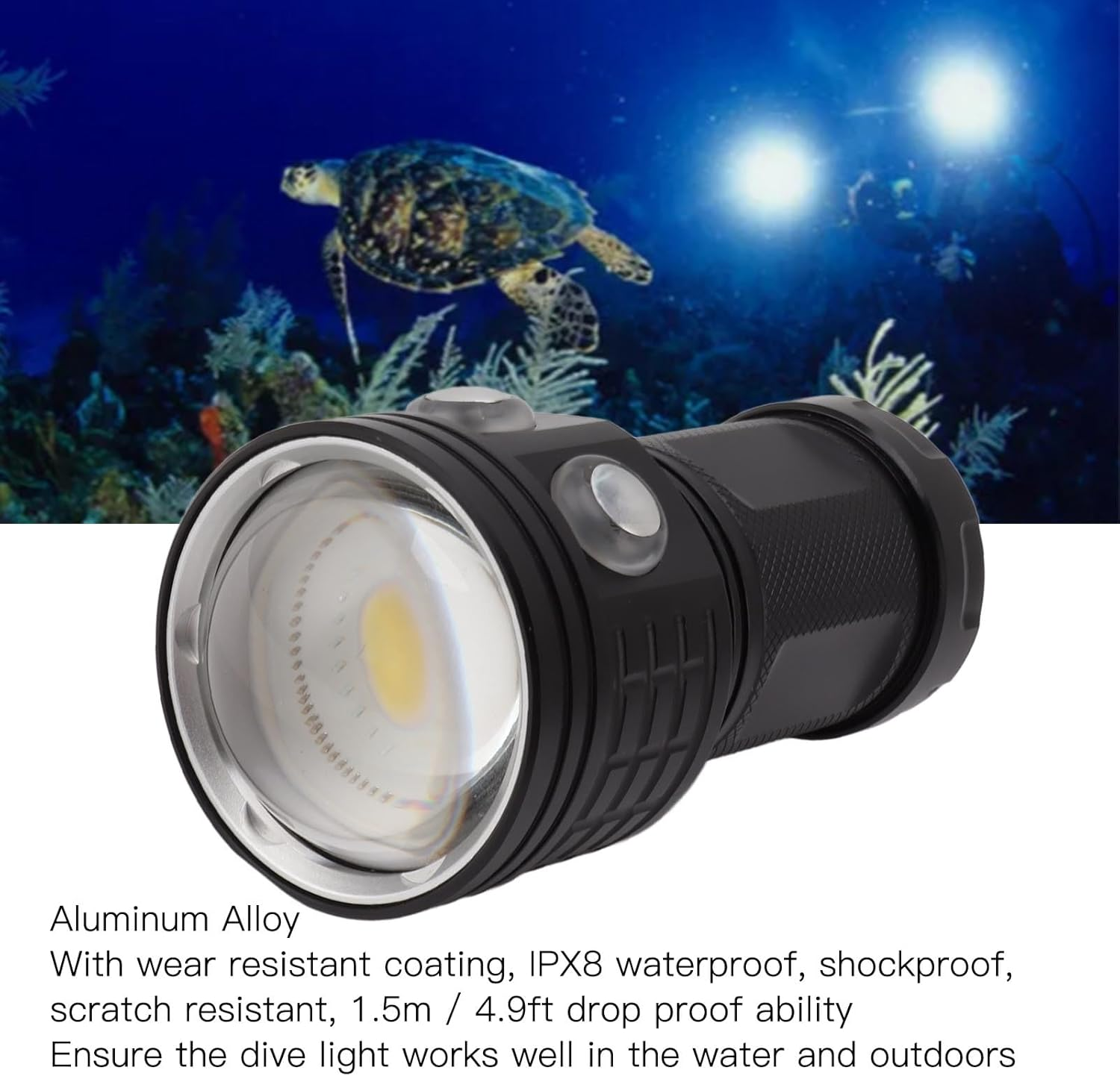 Phefop Professional Underwater Flashlight 10000LM Diving Video Flashlight 100M IPX8 Waterproof Fill Light Red and Blue image number 2