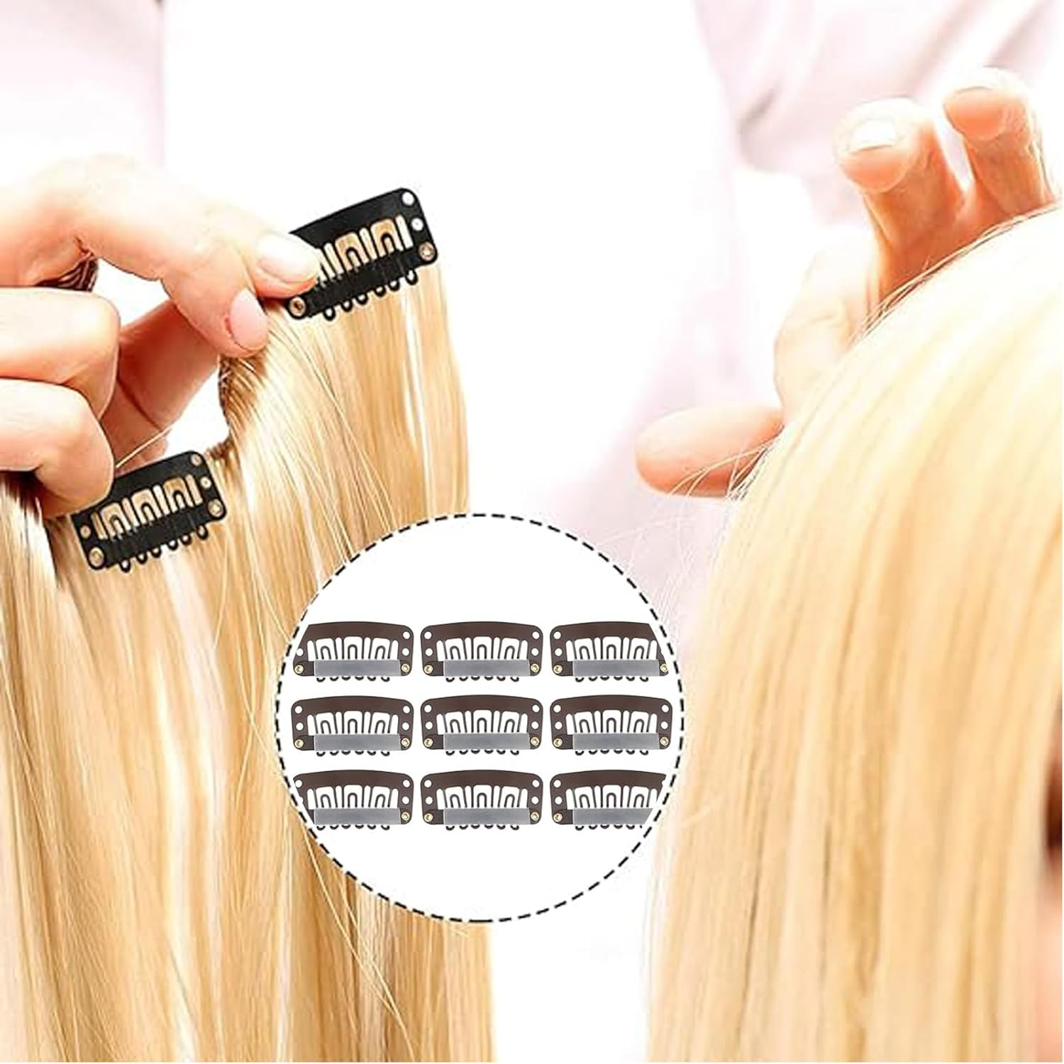 Suytvenxau Wig Clips, 50 PCS Hair Extension Clips Small Snap Clips for Wig (Dark Brown) - Versatile Small Hair Clips for Wigs and Hairpieces