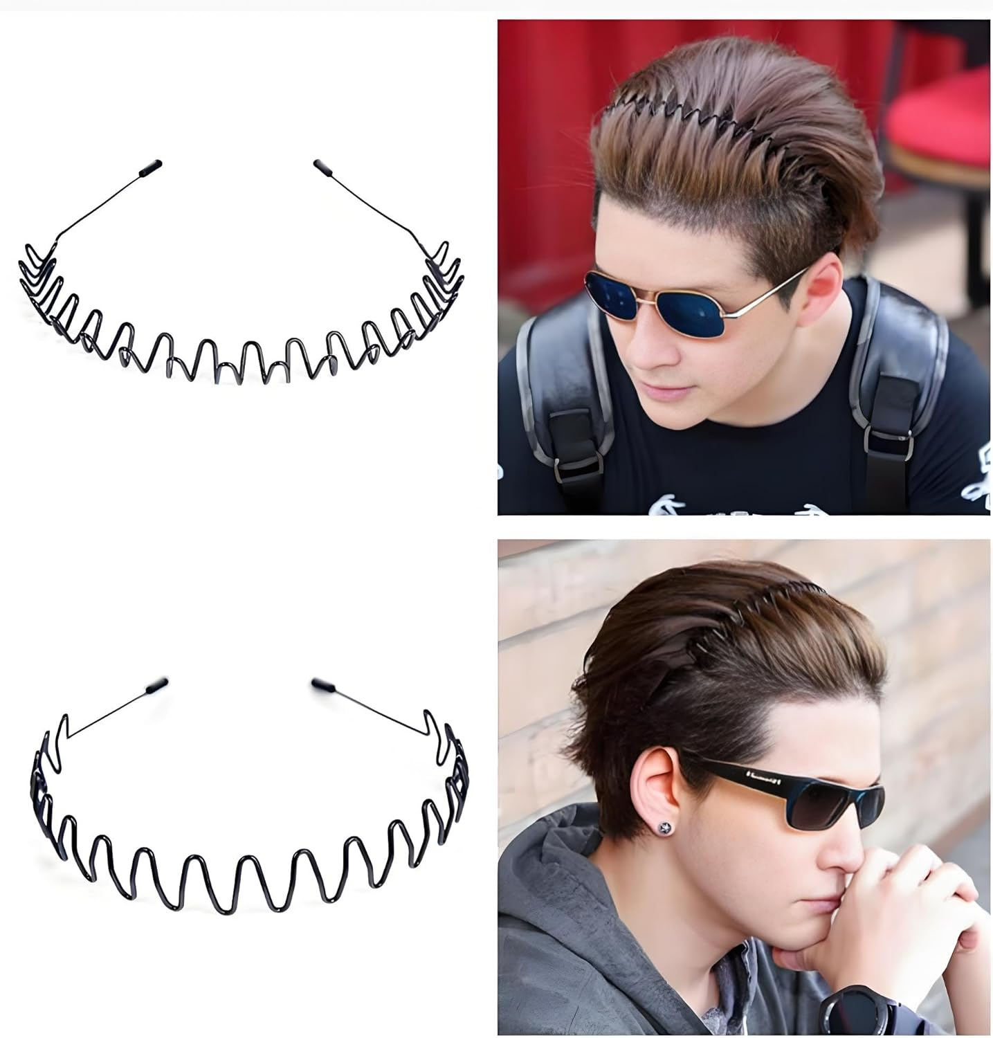 Metal Headbands for Men & Women - 5 Pack Non-Slip Adjustable Hair Bands, Unisex Sports Headbands for Running, Yoga, and Daily Use. image number 3