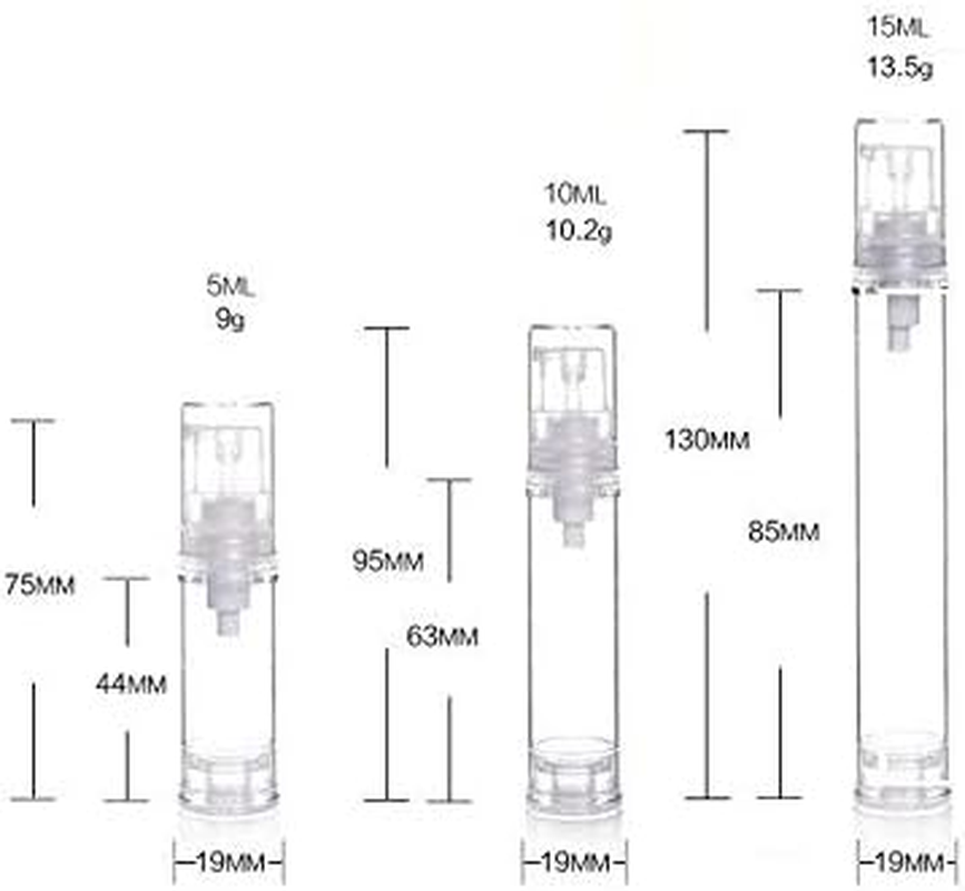 12Pcs Clear Plastic Airless Vacuum Pump Bottle Empty Refillable Cosmetic Makeup Sample Packing Cream Lotion Toiletries Liquid Storage Containers Vial Pots Perfect for Travel(10Ml/0.34Oz) image number 4