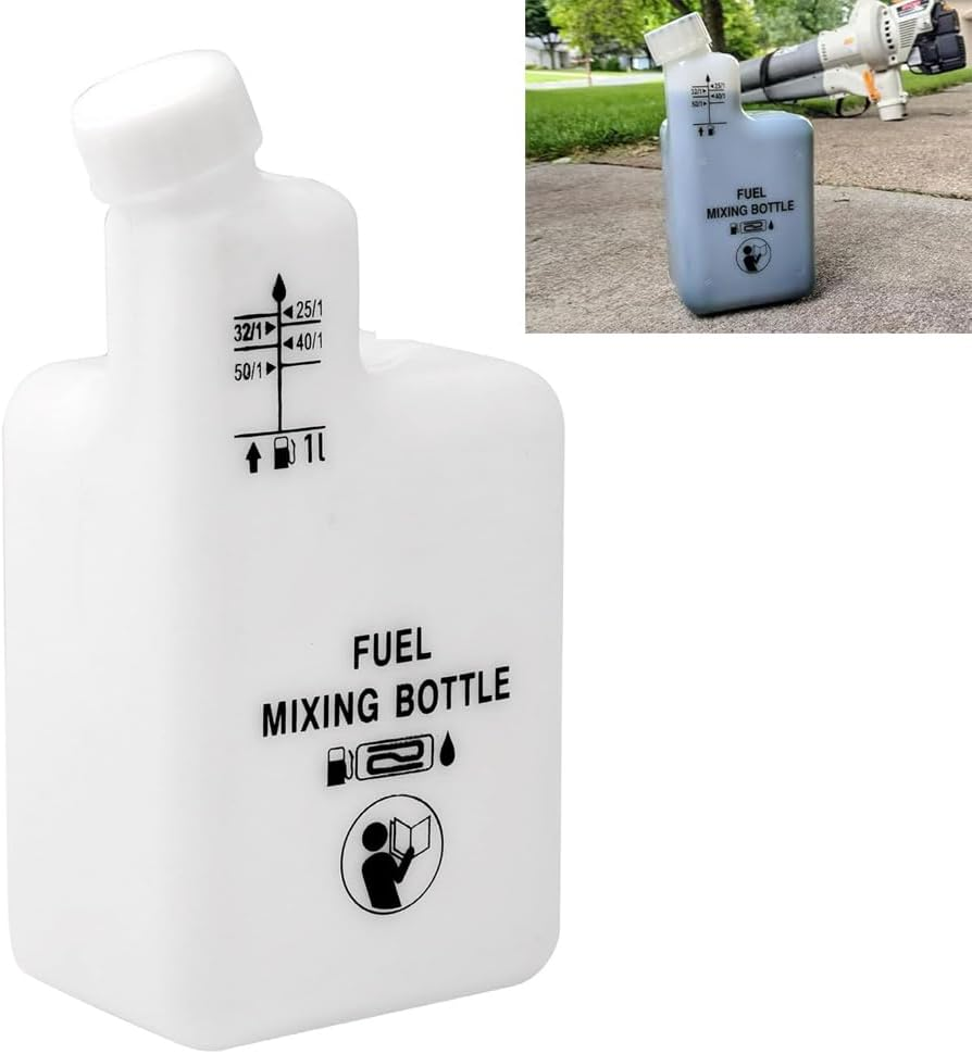 2 Stroke Gas Petrol Fuel Oil Mixing Bottle,1L,4 Ratios 32:1/50:1/40:1/25:1,Reusable Motorbike Motorcycle Lawnmower Brush Cutter Chainsaw image number 3
