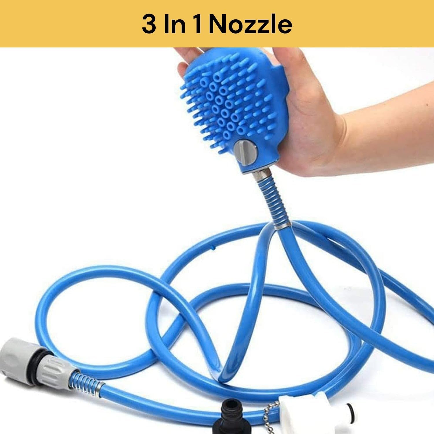 EZONEDEAL Dog Bath Brush Pro - Sprayer and Scrubber Tool in One - Indoor/Outdoor Dog Bath Supplies - Pet Grooming for Dogs with Long and Short Hair - Dog Washing Brush Hose and Dog Shower Attachment image number 4