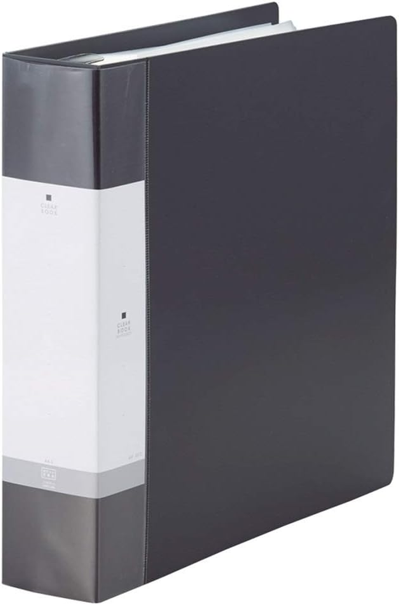 Lihit Lab G3808-24 Clear Book, Interchangeable A4, 30 Holes, 55 Sheets + 1 Piece, Black