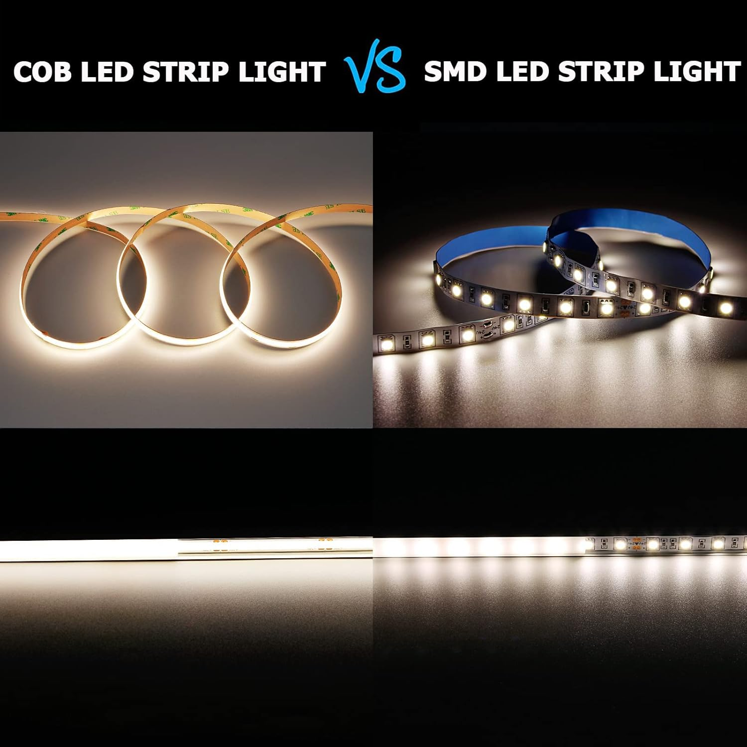 GOMING COB LED Strip 12V Natural White 4000K Waterproof IP65 5M 11W/M CRI 93+ High Density Linear Luminescence 312LED/M LED Lights for Living Room Bedroom and More(No Power) image number 3
