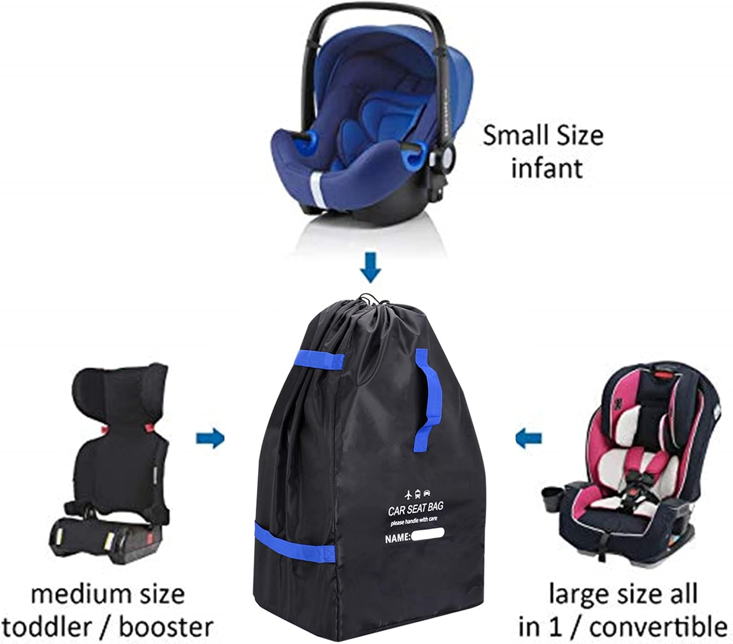 Car Seat Bag Backpack for Air Travel Universal Infant Carseat Storage Bag for Airplane Gate Check Large Durable Carseat Travel Bag with Shoulder Straps ALKOY image number 2