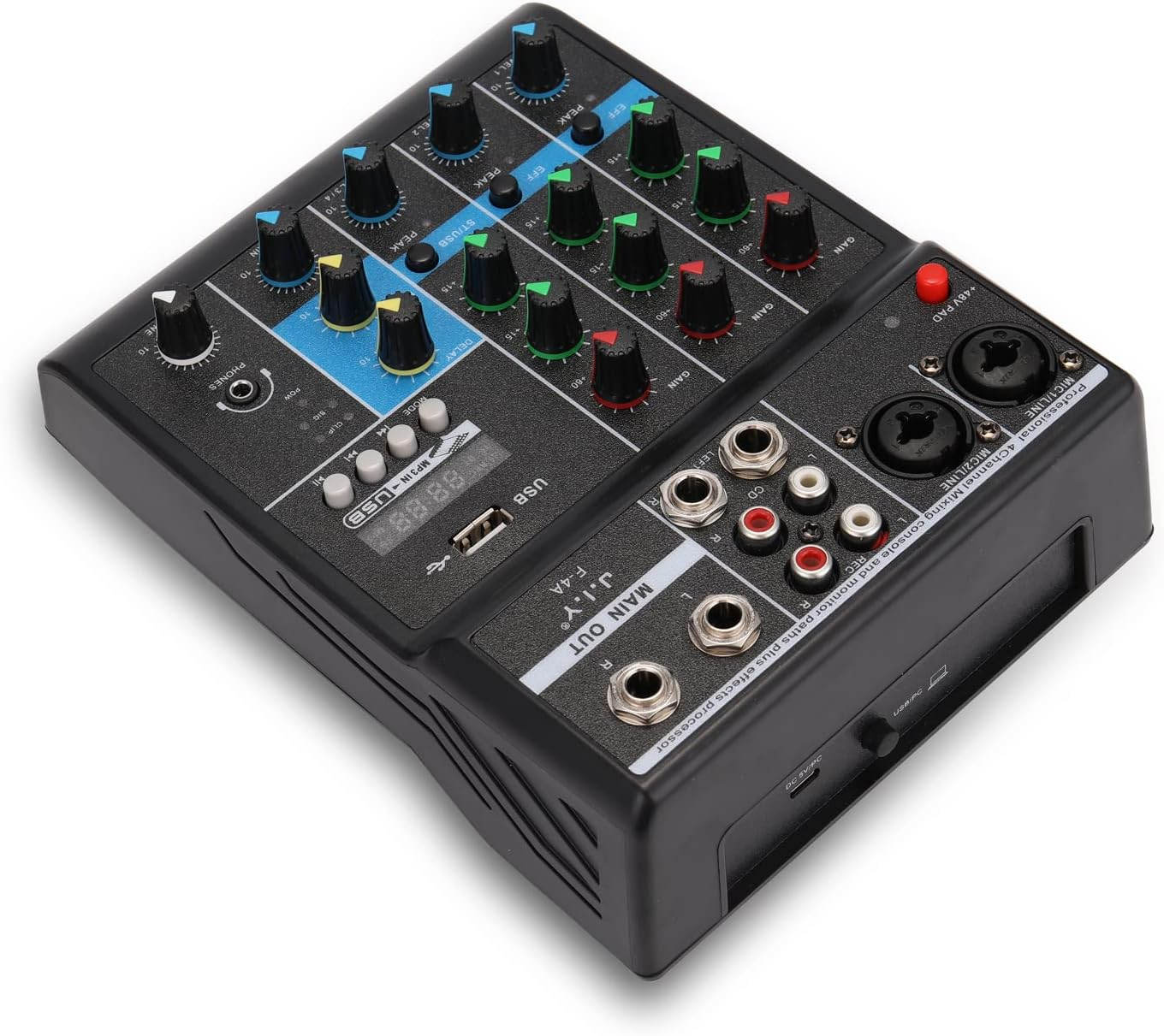 BT Professional 4 Channel Sound Mixing Console and Paths plus Effects Processor with USB Multicolor One Size image number 3