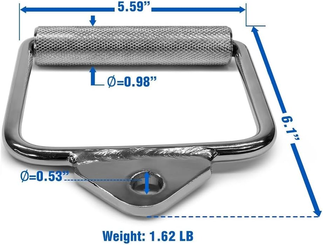 Yes4All Double D Row Handle Cable Attachment for Weight Workout, Cable Machine Accessories for Home Gym, LAT Pull down V Bar with Capacity up to 880LBS - A. Single D Handle - Chrome image number 2