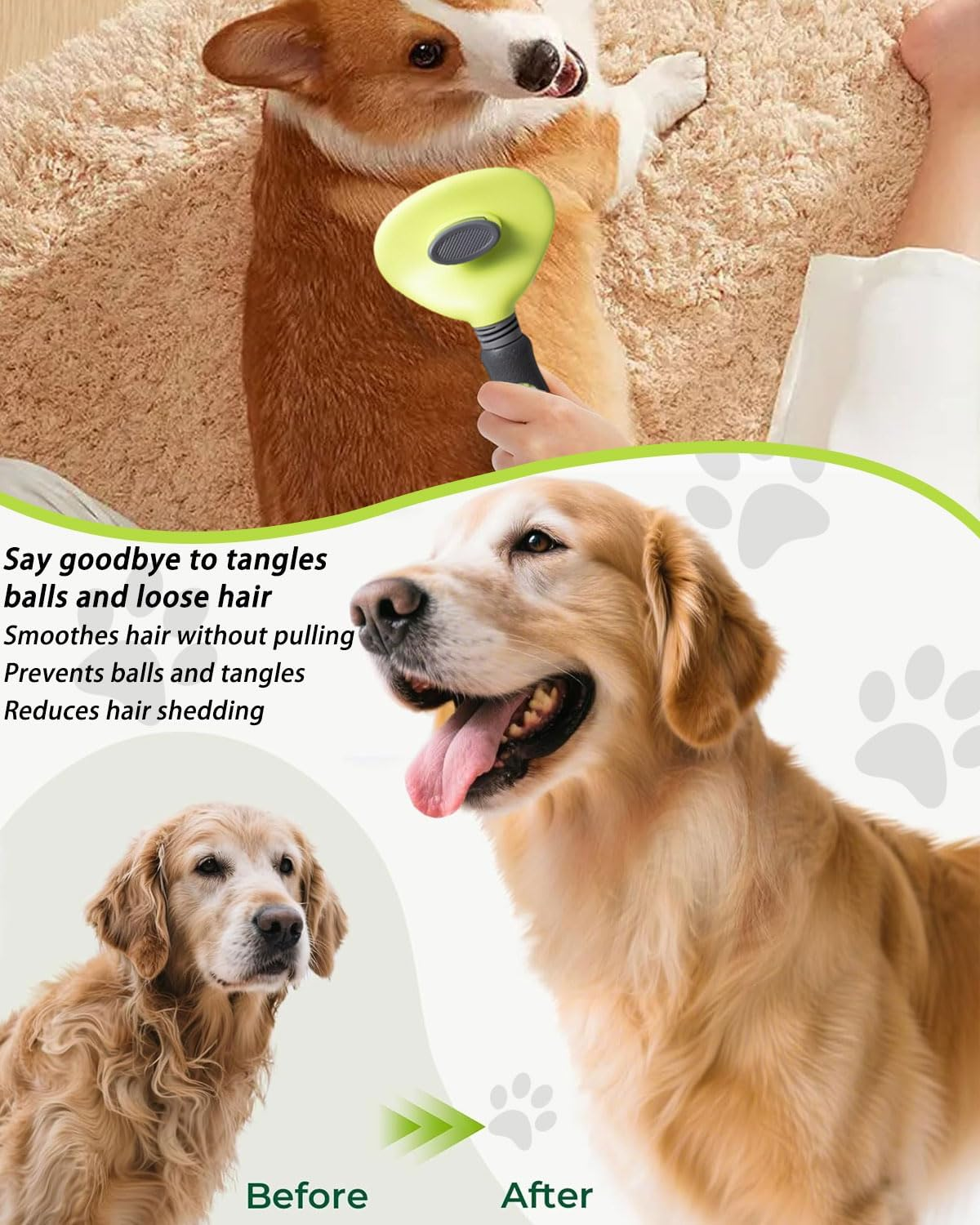 1 X Dog Brush, Cat Brush, Pet Brush, Undercoat, Dog Brush, Cat Brush for Long Hair and Short Hair, Clean Pet Hair from the Brush with One Button image number 3