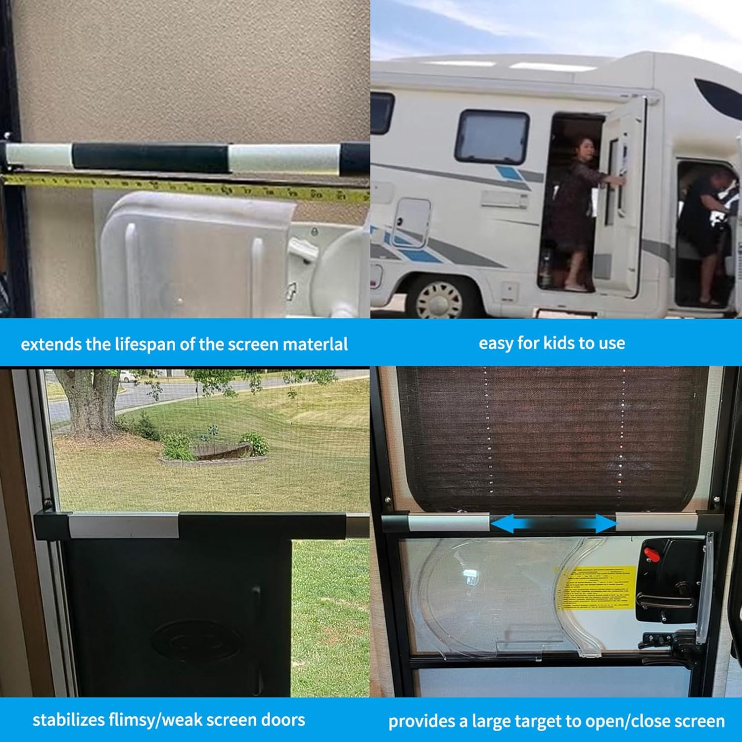 Rv Screen Door Cross Bar, 17Pcs 54Cm to 72Cm Adjustable Aluminium Alloy Rv Door Handle Grab Bar for Trailers, Campers, Caravans, Universal Rv Assist Handle, Rv Accessories image number 6
