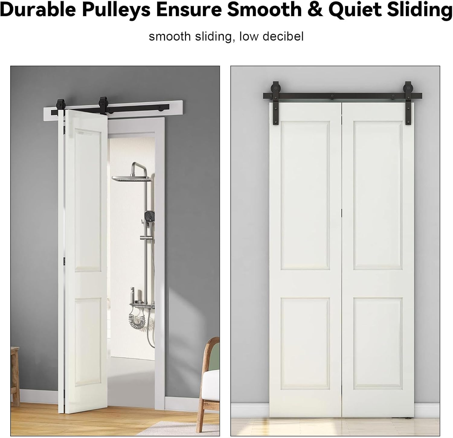 40IN/1M Bi-Folding Barn Door Hardware System, Bifold Barn Door Hardware Kit Bifold Door Hardware Bifold Closet Doors Bi Fold Door Hardware Kits Double Folding Doors for Closets, Bedrooms, Pantries image number 6