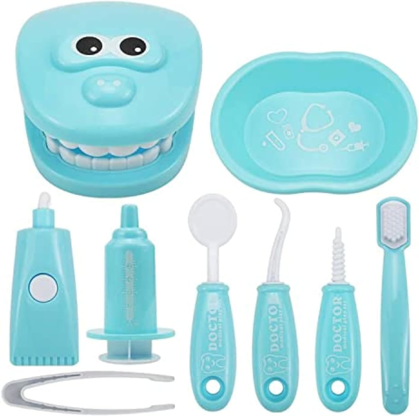 9PCS Plastic Simulation Dentist Play Set Medical Kit Pretend Toy for Kids Hygienic Habbit Cultivation Role Play Game for Children 6 Colors (Purple/Pink/Yellow/Green) Simple OPP Bag Packaging (Blue)&hellip; image number 6
