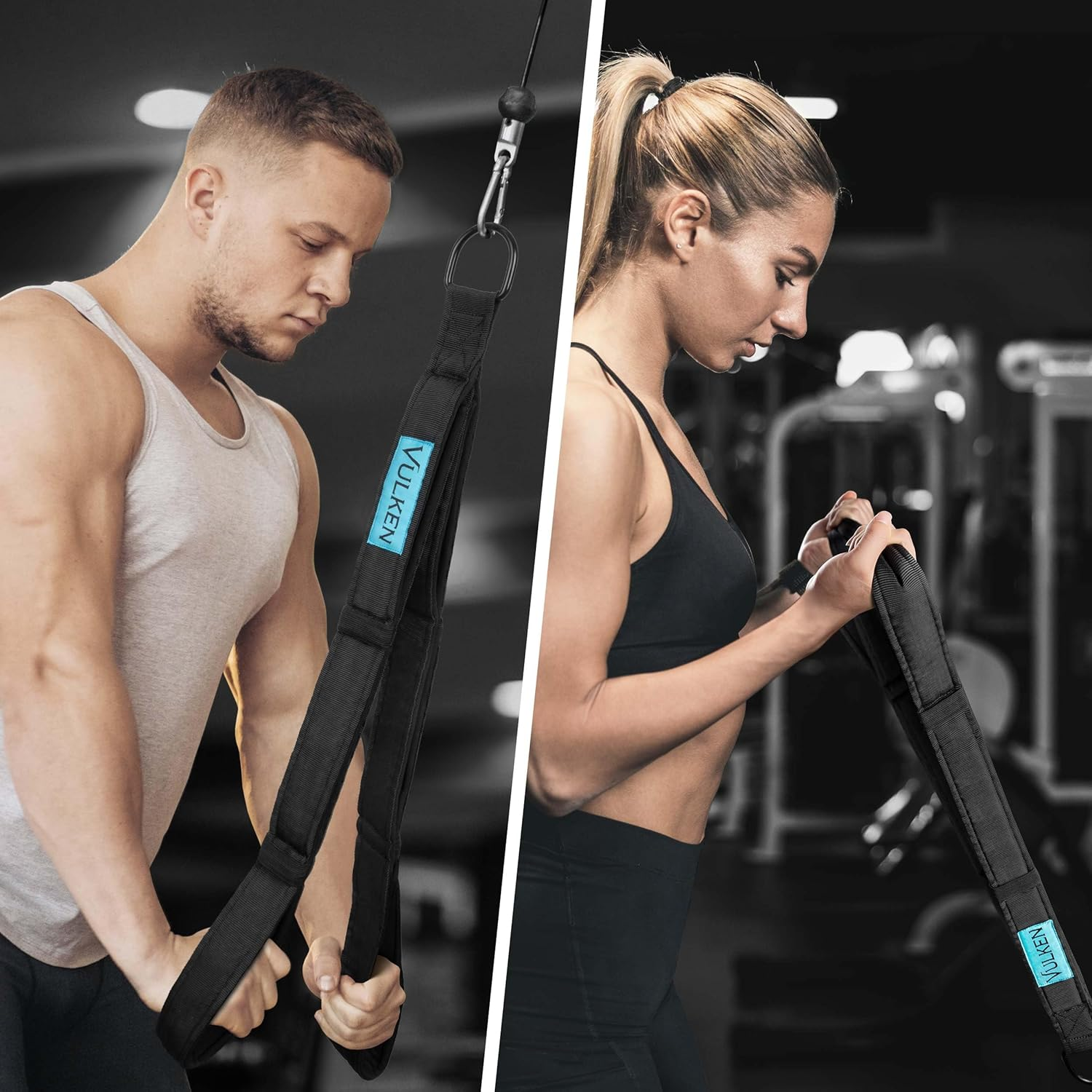 Vulken Tricep Rope Cable Attachment. Dual Lengths in One
