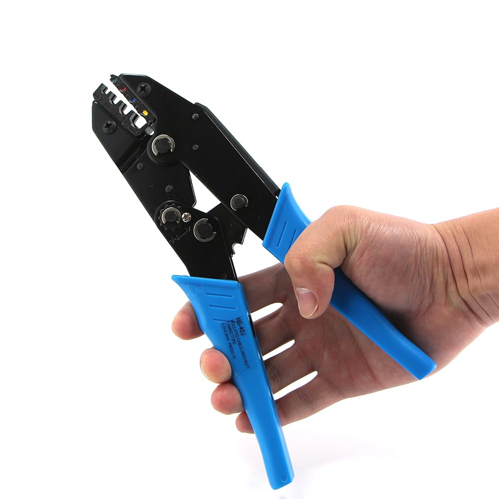 Aikoolwer Nylon Spade Connector Kit Crimping Tool Quick Insulated Wiring Connect Male Female Wire Crimp Terminal Disconnect Ends Ratcheting Crimper Electrical Automotive