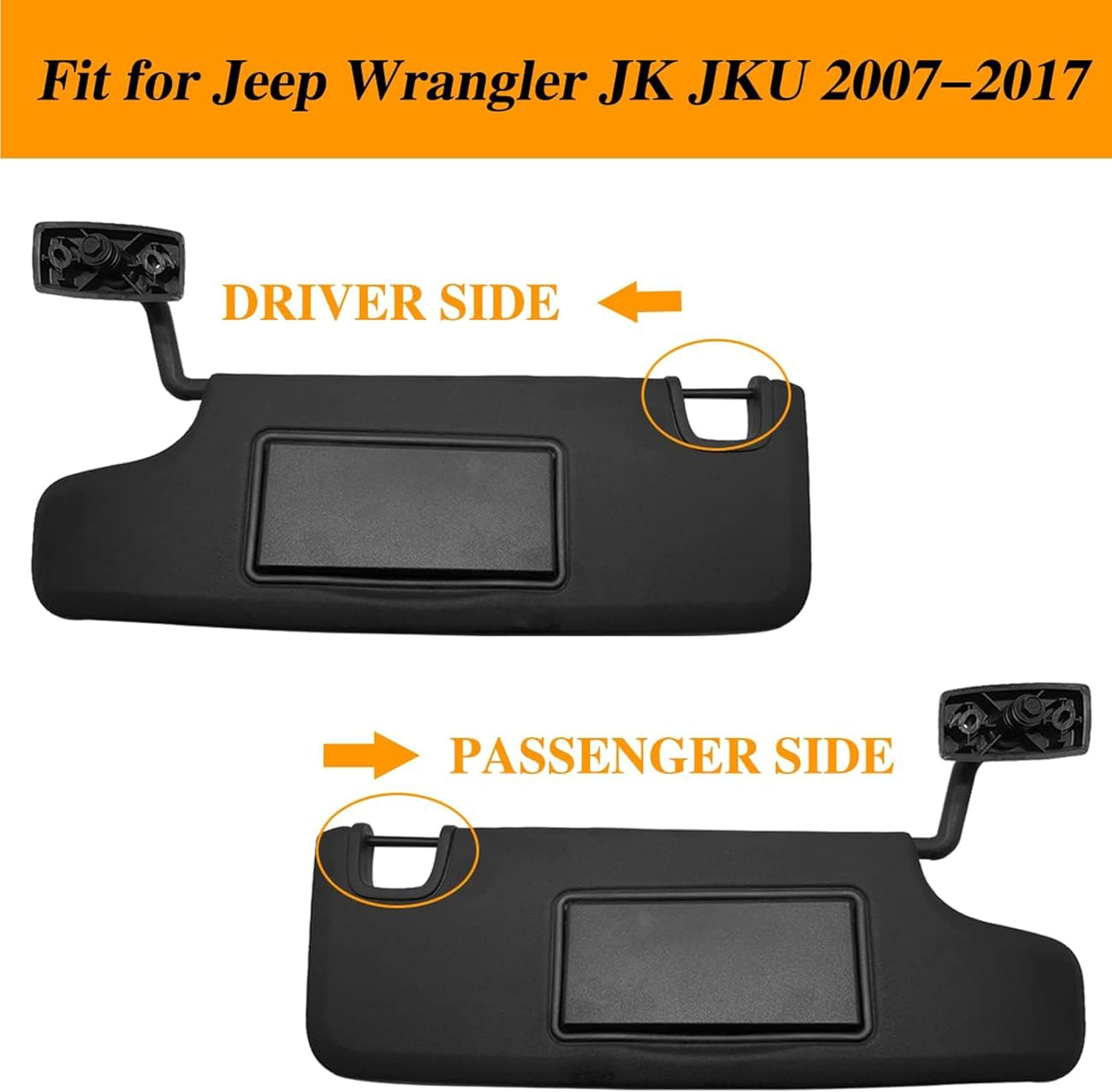 6 Pack Sun Visor Repair Kit,Compatible with -Jeep- Wrangler, JK JKU 2007-2017,Silicone Rubber Black Repair Tube,Driver & Passenger Side Sunvisor Repair Tube,Auto Parts image number 3