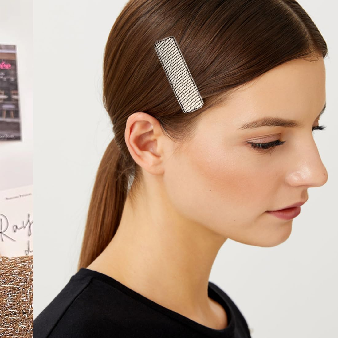 5 Pack Maillard Houndstooth Hair Clips Large Classic Hair Clips Large Hair Clips for Fine Hair Medium Thick Hair Retro Hair Accessories for Girls