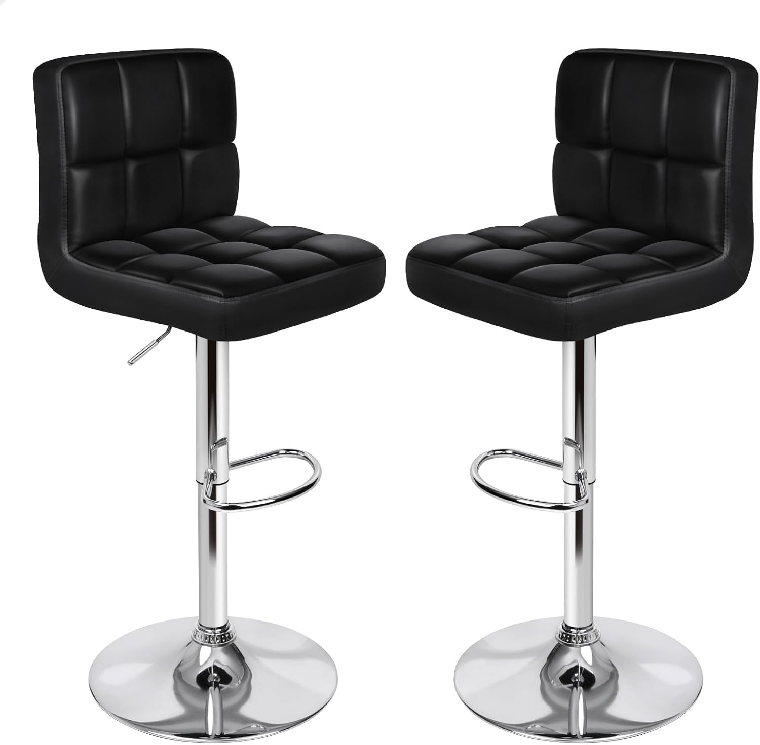 ALFORDSON Bar Stool 2Pcs Adjustable Kitchen Barstools Swivel Counter Dining Chair in 62-83Cm Seat Height with Anti-Slip Floor Protector for Home Bar Dining Room (Ralph White)