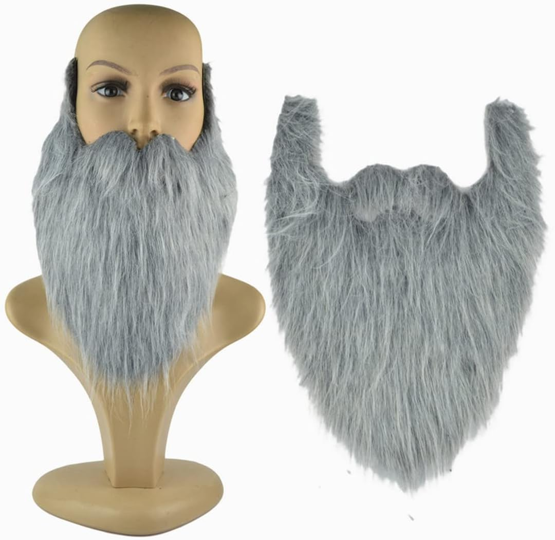 LXLUOO Santa Claus Beard Simulation Beard Beard, Large Beard Pirate Beard Props,Fake Beards Funny Fake Mustache Fake Whisker for Costume Halloween Party Supplies, 3Pcs(Brown+Black+Gray) image number 1