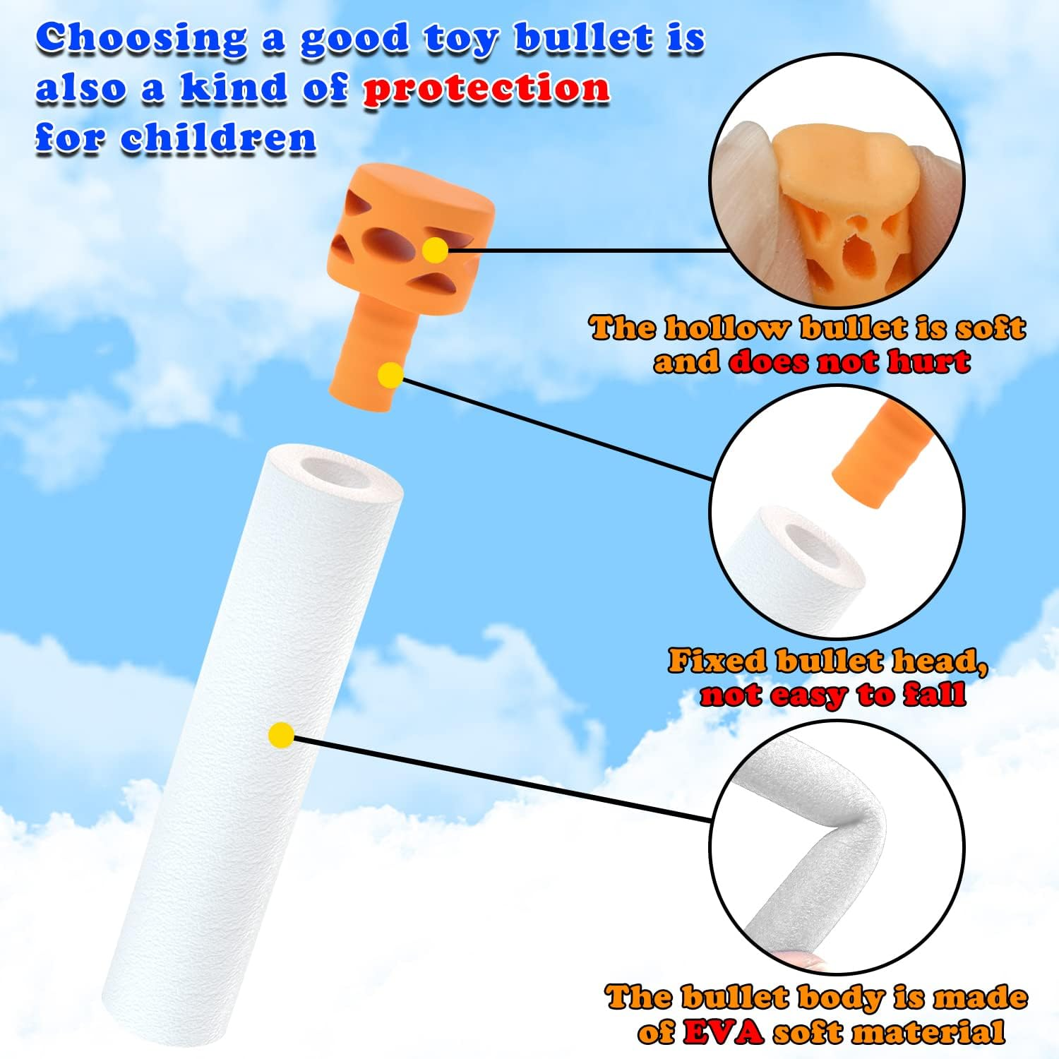 EKIND 500 Pcs Waffles Darts Refill Pack Foam Bullet Compatible for NERF N-Strike Series Blaster image number 3