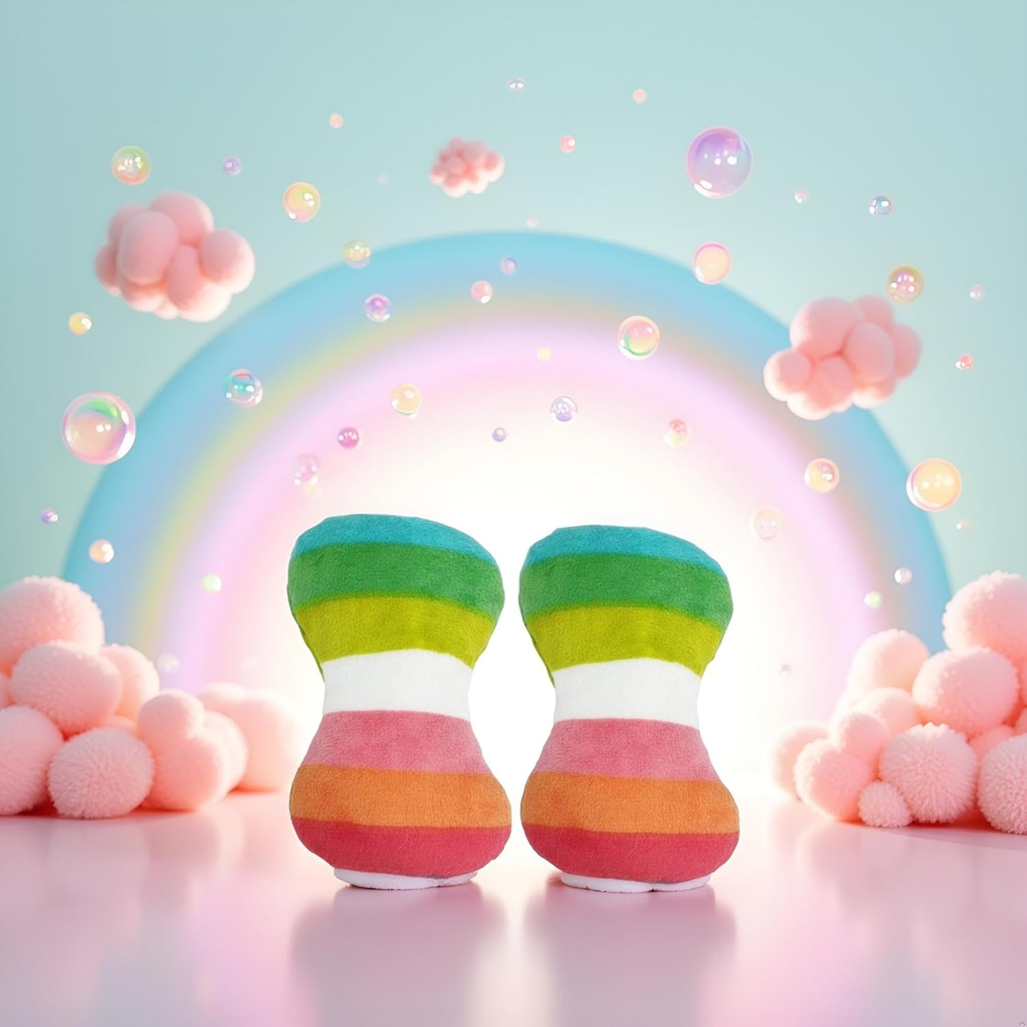 2Pcs Dog Plush Vocal Rainbow Dog Bone-Shape Chewing Pet Supplies for Pet Playing Use Adorable Quality and Practical Attractive and Professional Bone with Puncture Resistant Squeaker, Chew image number 1