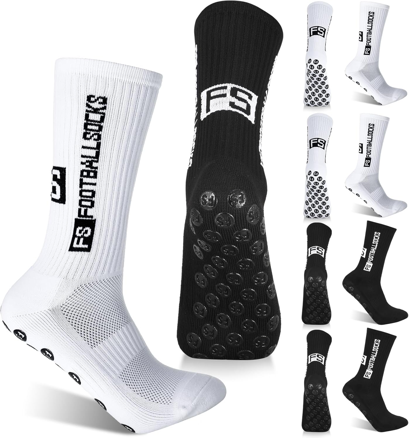 GGSTDDUP 6 Pairs Grip Soccer Socks for Men anti Slip Athletic Socks Non-Slip Sports Football Basketball Socks with Grip Pads image number 6