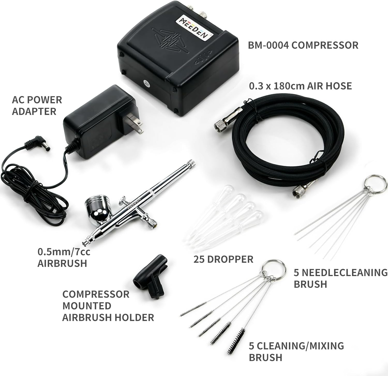 MEEDEN Airbrush Compressor Set for Beginners - Dual-Action Gravity Feed 0.5Mm Airbrush - Multi-Function Airbrush Set with Cleaning Kit for Modeling image number 4