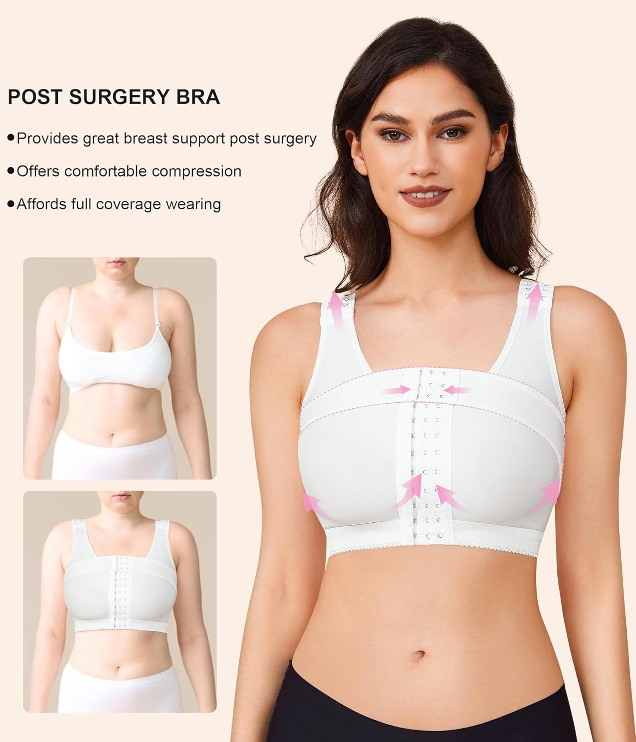 BRABIC Womens' Front Closure Post-Surgery Posture Corrector Bra