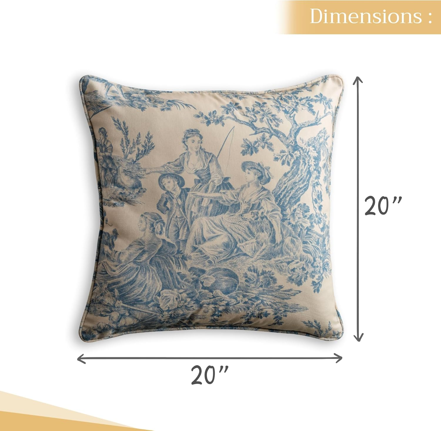 Maison D' Hermine Decorative Cushion Cover 100% Cotton 20"X20" Throw Couch Cover Washable Square Pillowcases with Invisible Zipper for Sofa, Couch, Bedroom, the Miller - Blue - Spring/Summer image number 3