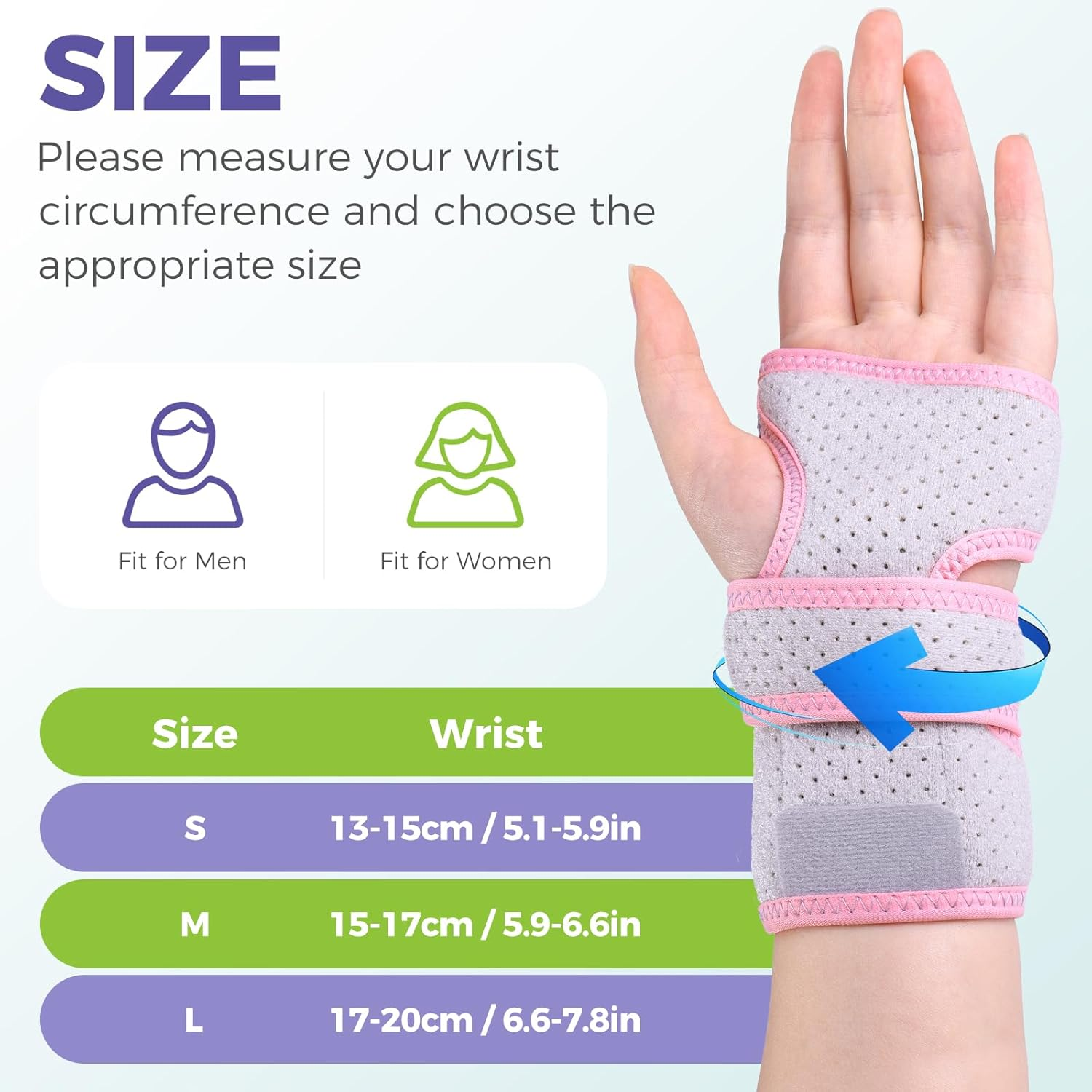 Carpal Tunnel Wrist Brace for Left, Adjustable Adult Night Wrist Support Brace, Wrist Wraps No Pressure on Thumb, Pink Elastic Wrist Guards for Arthritis, Tendonitis, Pain Relief, Small image number 1