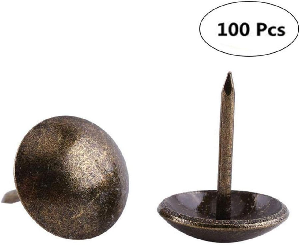 100Pcs Antique Bronze Upholstery Nail Wood Decorative Tack Stud for Home Furniture Decor (Size:Type4-Green Bronze) image number 1