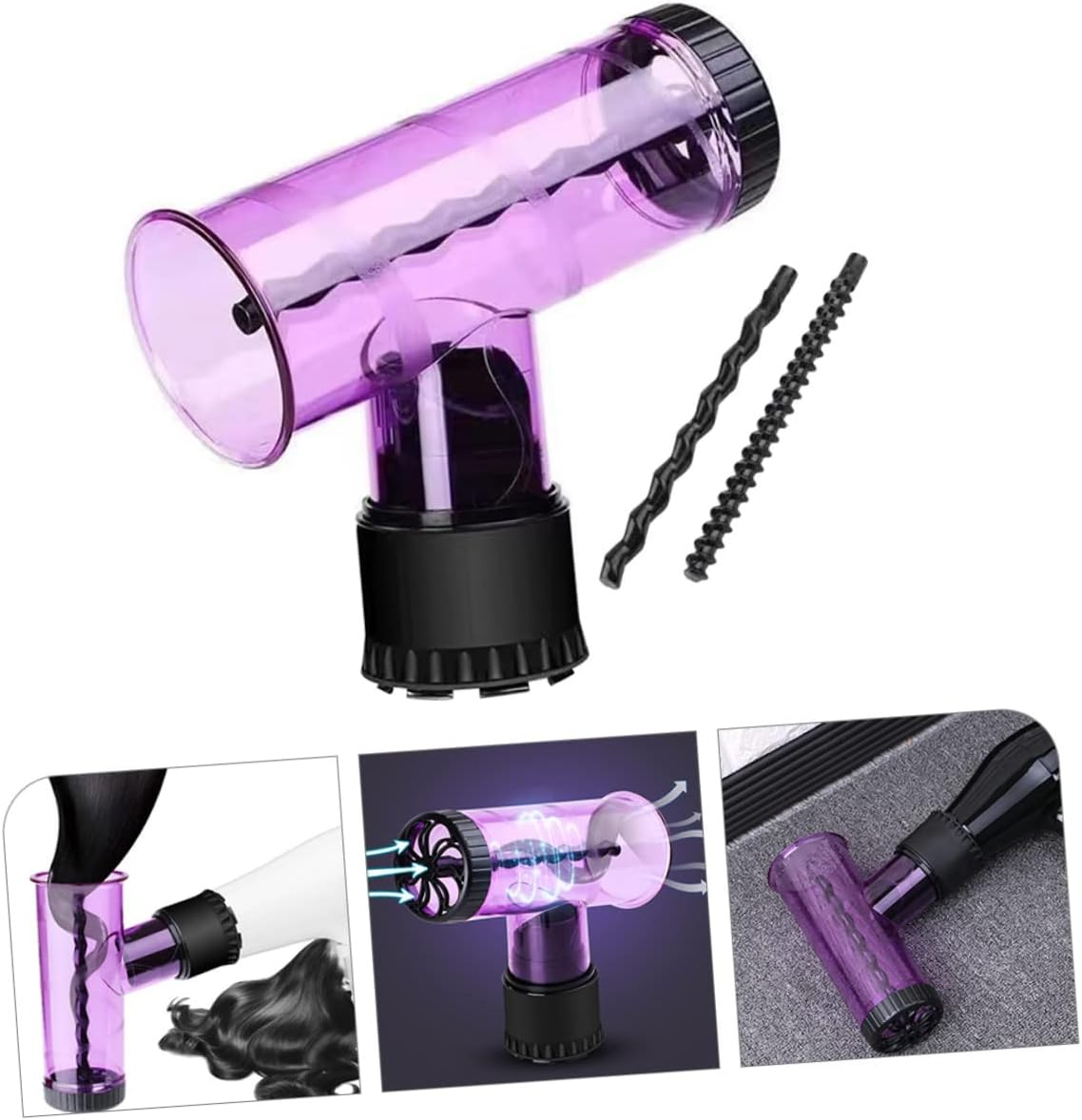 SHERCHPRY Curling Hair Dryer Diffuser Attachment Travel-Friendly Hair Curling Tool Purple for Large Waves and Curly Styles image number 5