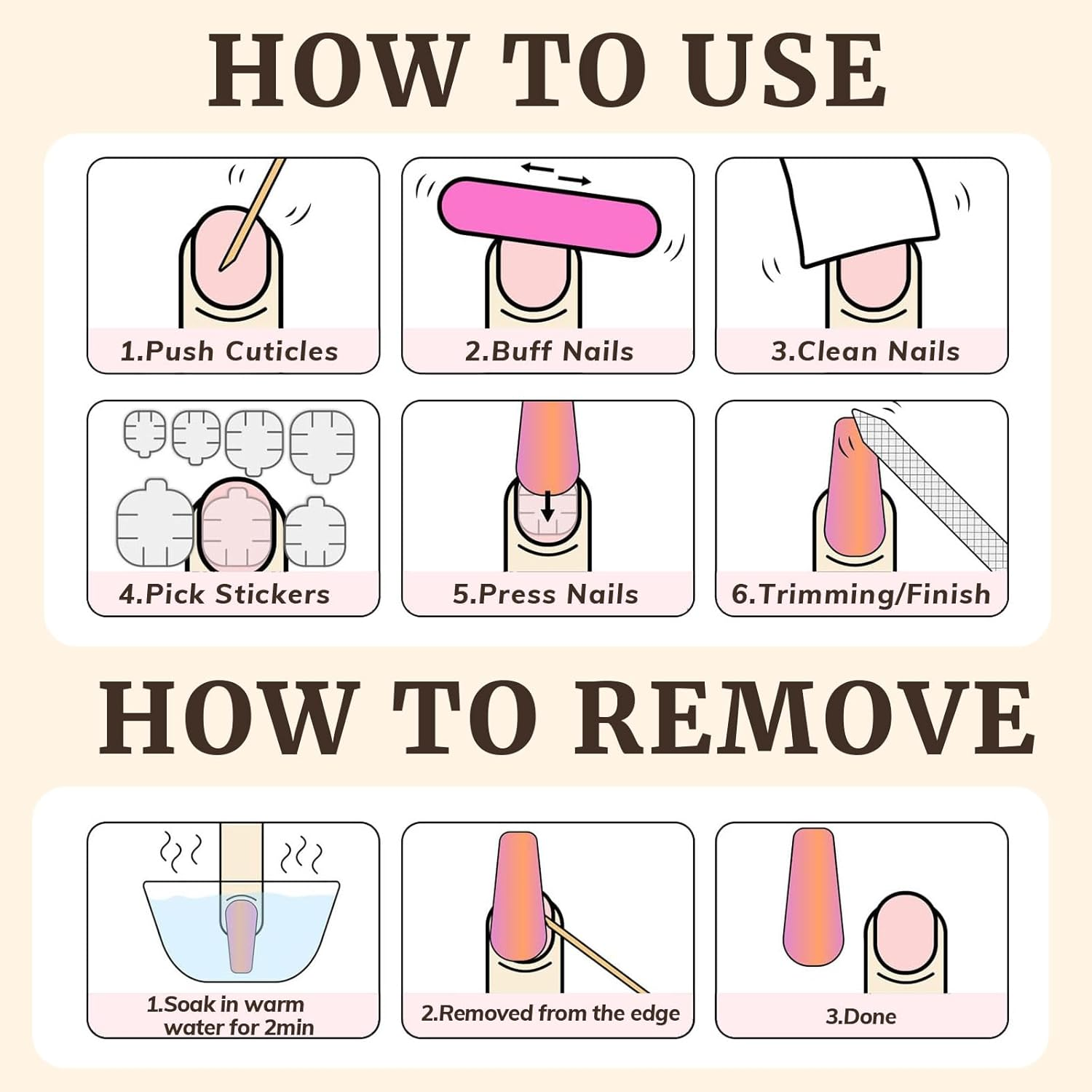 Celblisora Pack of 30 Artificial Christmas Nails, Almond Shape, Coffee Striped, Snowman Christmas Nails, Cute Gingerbread Stick-On Nails, Brown Checked image number 1