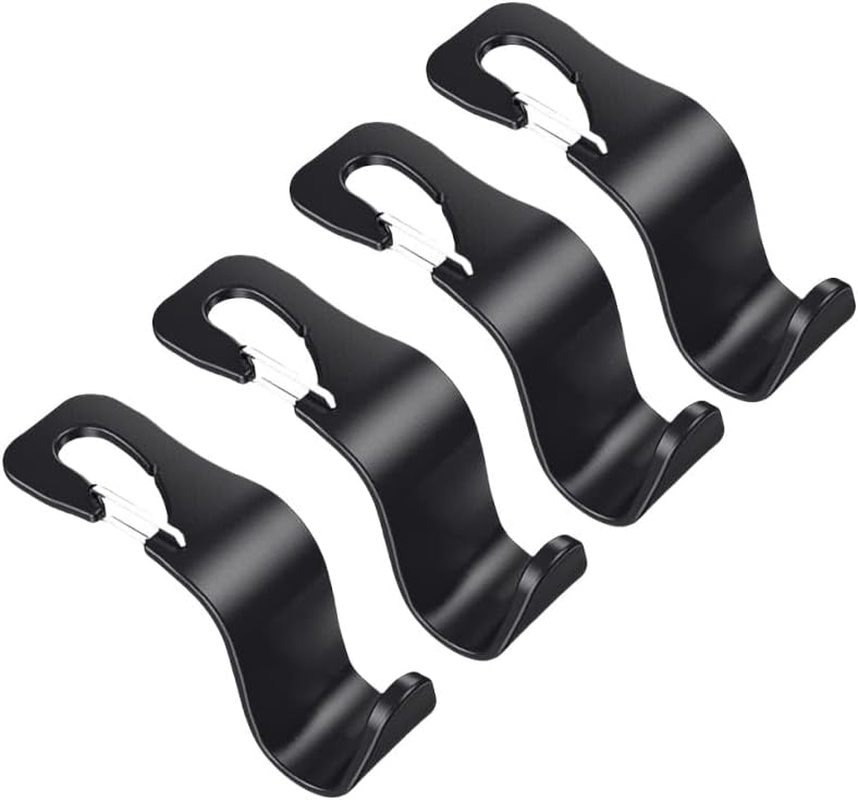 4 Pack Car Seat Hooks, Headrest Hooks for Purses Groceries Bags with Metal Lock(Black)