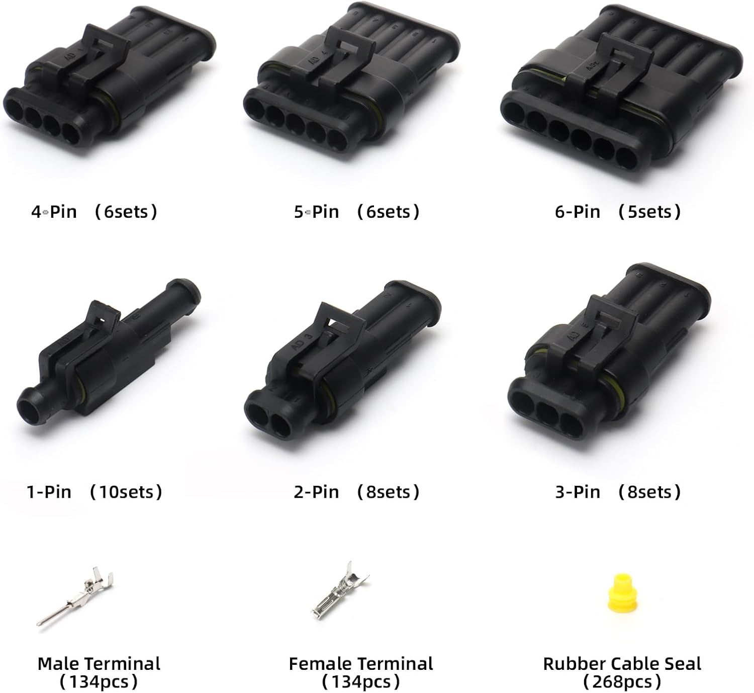 DIANN DIANN Waterproof Car Electrical Connector Terminals 708Pcs Automotive Electrical Wire Connector Plug Kit 1/2/3/4 Pin Connectors Male and Female