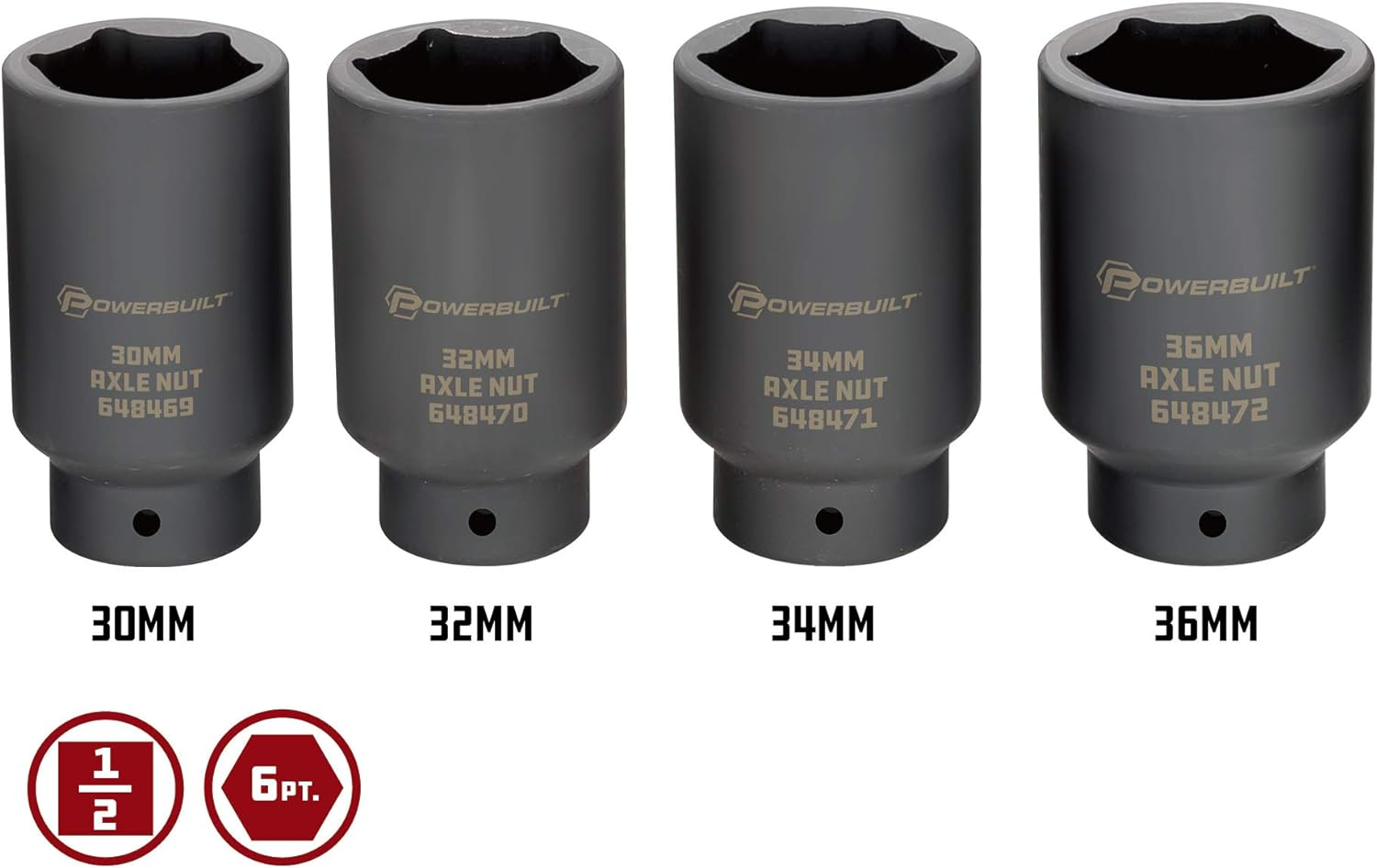 Powerbuilt 648635 Kit 10 Axle Nut Socket Tool Set image number 3