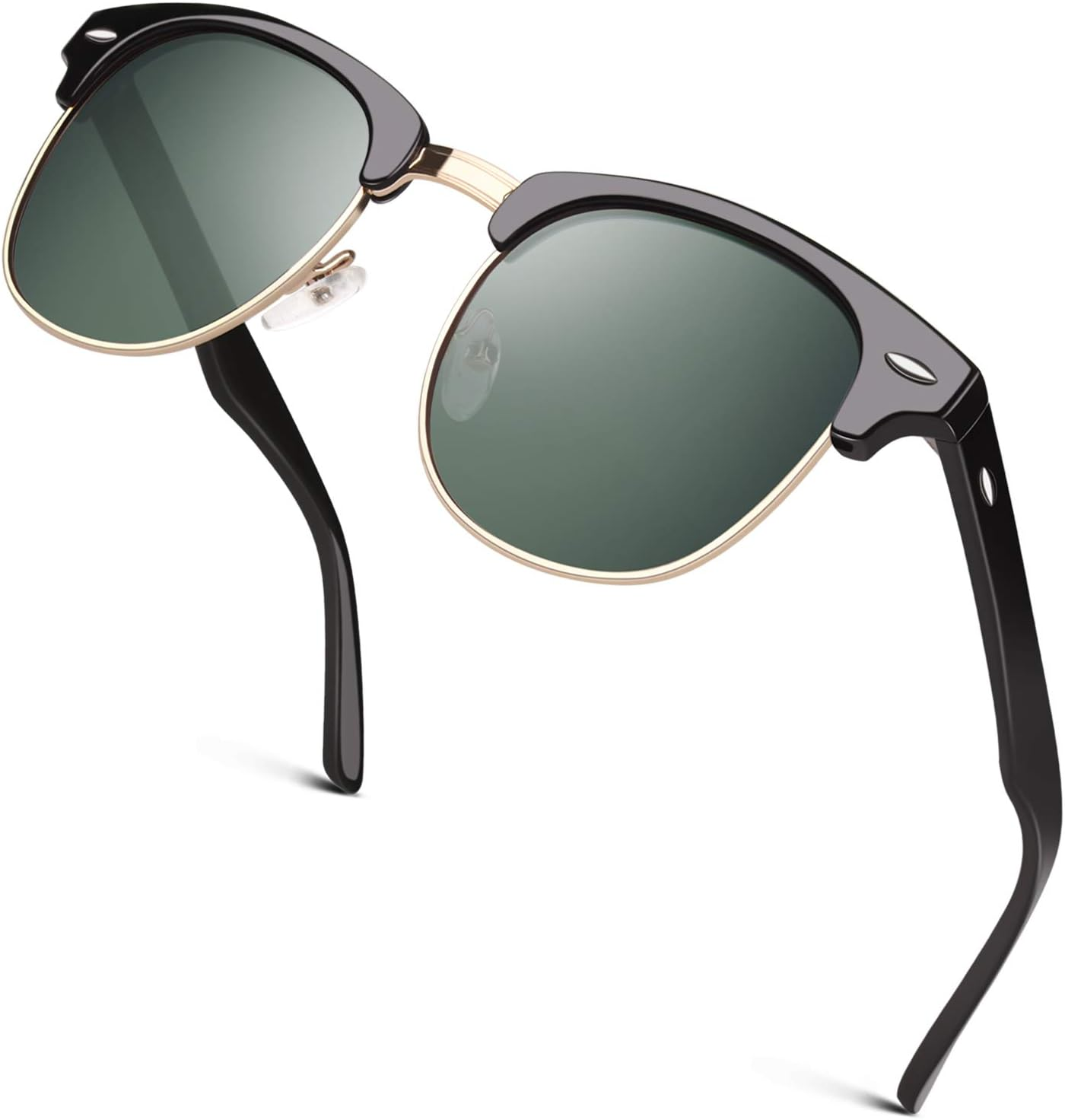 GQUEEN Classic Horn Rimmed Semi Rimless Polarized Sunglasses for Men Women GQO6