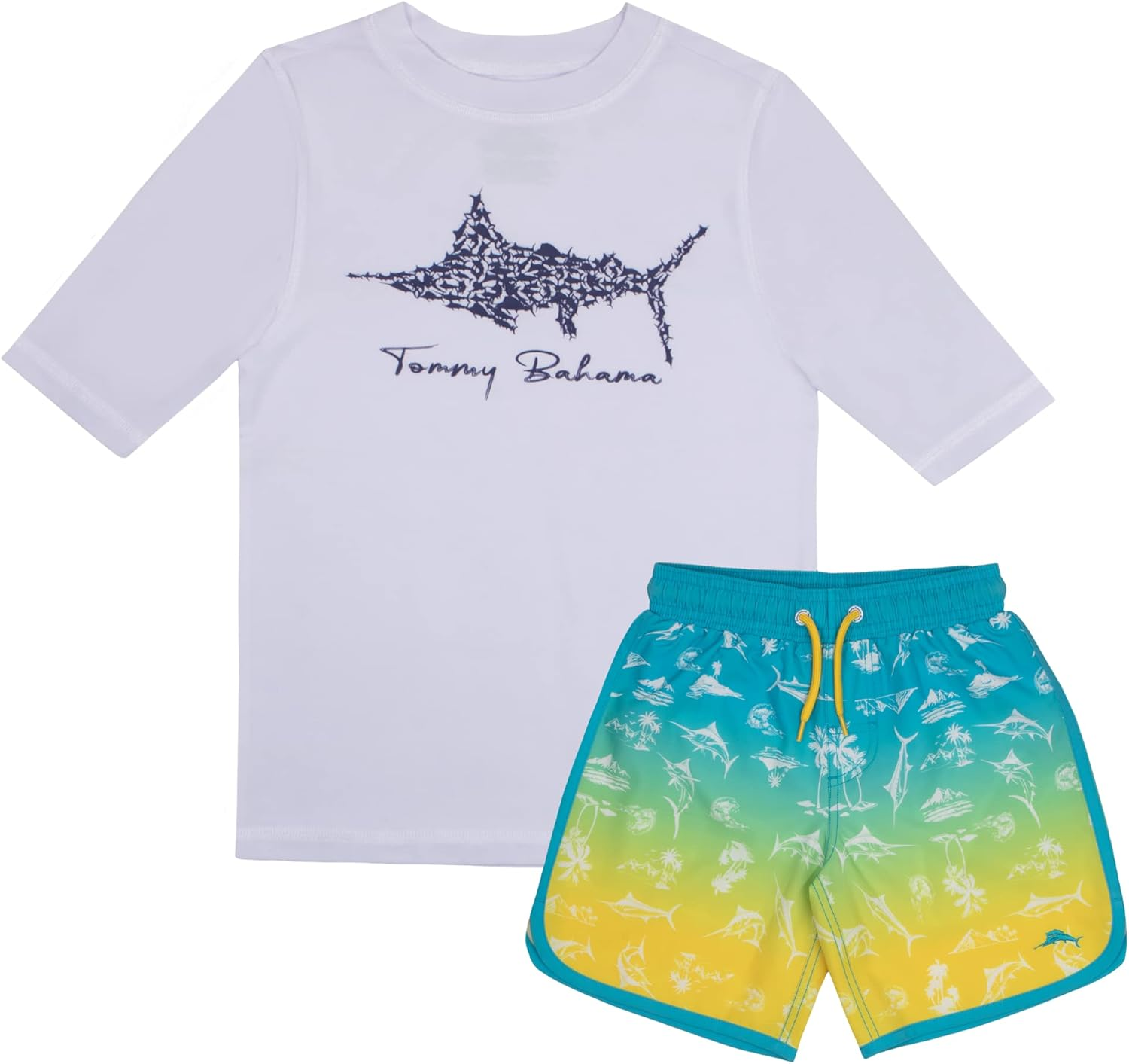 Tommy Bahama 2-Piece Swimsuit Set, Rash Guard & Swim Trunks 2-Pack Bundle Set for Boys and Toddlers