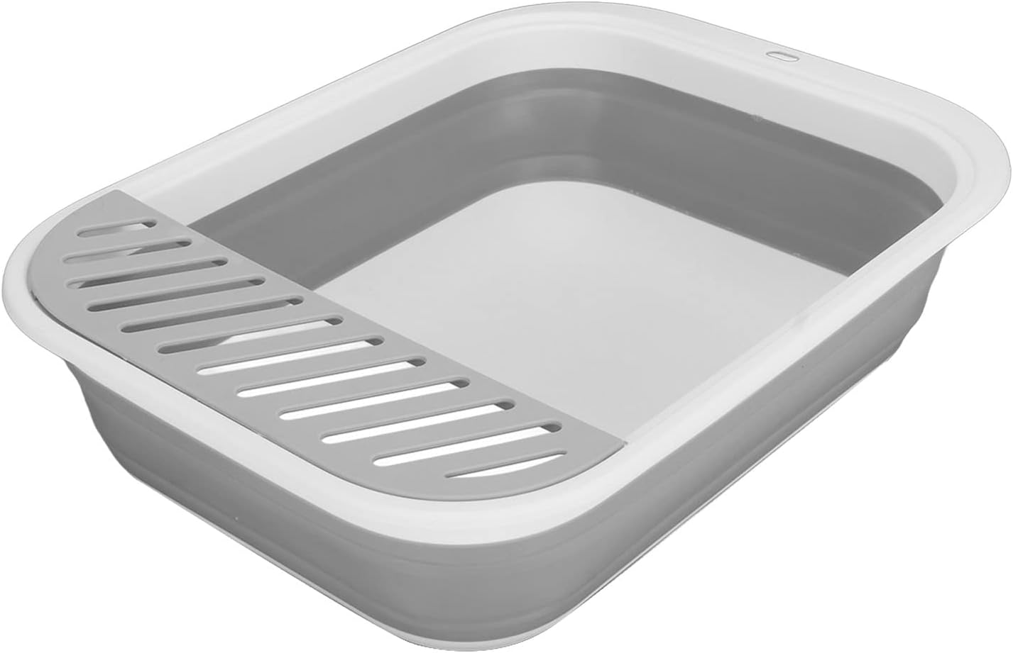 Cat Litter Box, Semi Enclosed Easy Cleaning Splash Proof Foldable Kitten Toilet, Waterproof Cat Travel Litterbox Cats Litter Pan with Litter Sifting Scoop for Indoor Cats Kittens Small Pets(Grey)