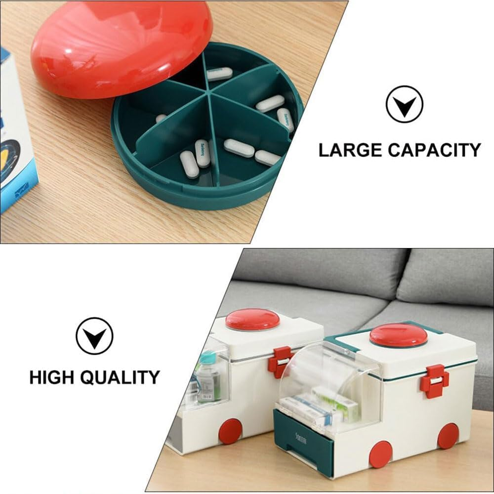 Portable First Aid Storage Box, Ambulance-Shaped Plastic Medicine Organizer, Large-Capacity Home and Outdoor First Aid Kit for Adults and Children image number 4