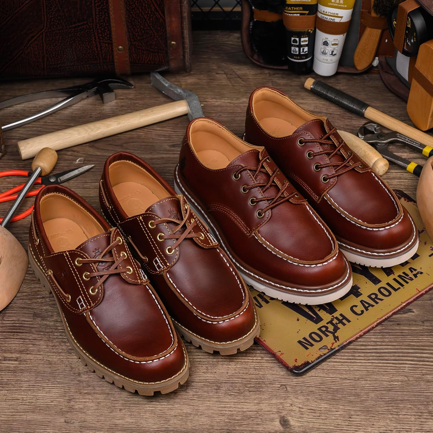 Sl-Saint Handgefertigte Herren Soft Moc Toe Lace up Stylish Stiefel Classic Genuine Goodyear Welted Top Cowhide Schuhe image number 6