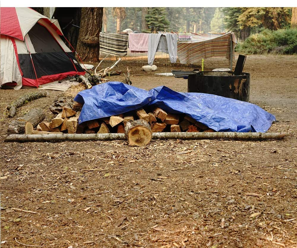 B-Air Grizzly Tarps by 9' X 12' Large Multi-Purpose Waterproof Heavy Duty Poly Tarp with Grommets Every 36", 8X8 Weave, 5 Mil Thick, for Home, Boats, Cars, Camping, Protective Cover, Blue image number 5