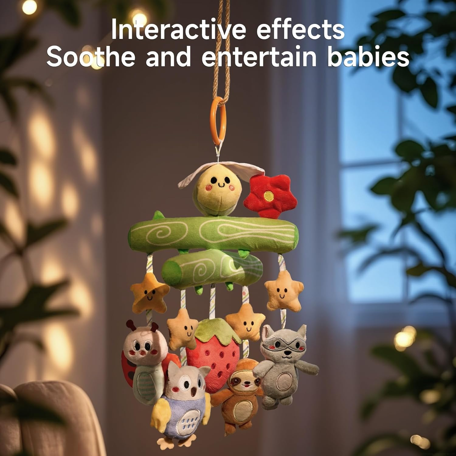 TUMAMA Baby Toys 0 3 6 12 Months, Soft Hanging Stroller Toys Potted Plant Crib Car Seat Toys, Infant Newborn Crinkle Infant Rattles with Squeaky Sensory Developmental Toy image number 6