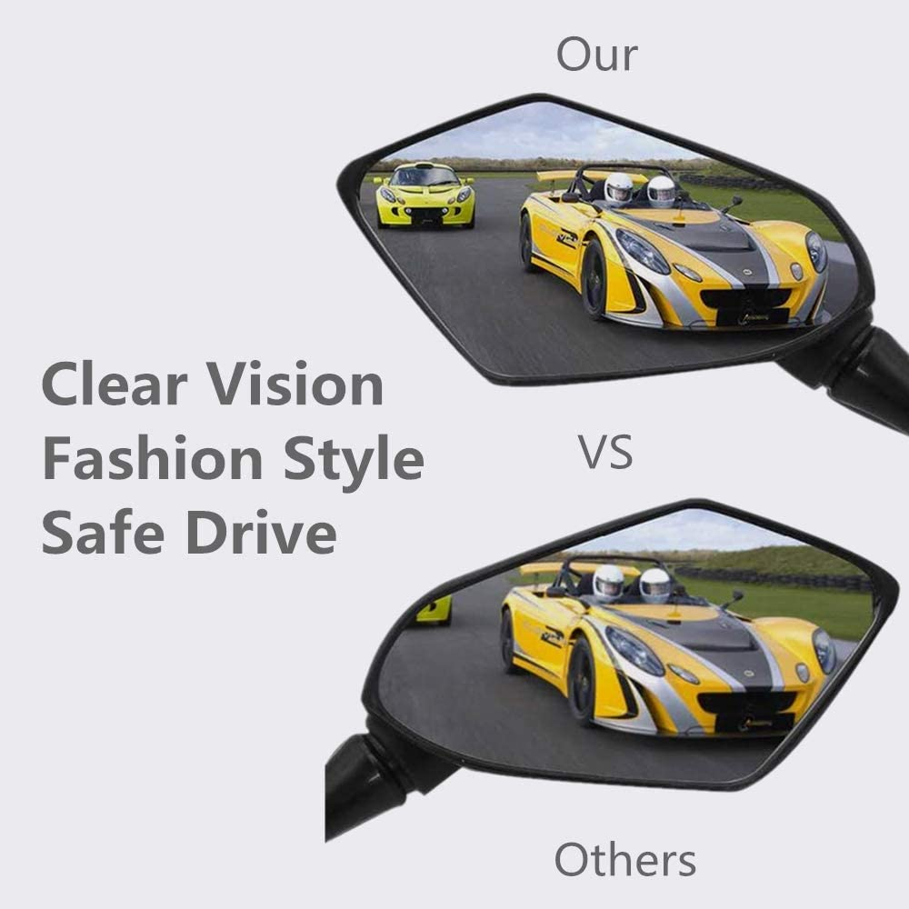 【2024 Upgraded】Motorcycle Convex Rear View Mirror, Mirrors for Bike,Motorcycle,Atv,Scooter, with M8 M10 Threaded Bolt, with 7/8" Handle Bar Mount Clamp Compatible with Cruiser, Suzuki, Honda,Victory