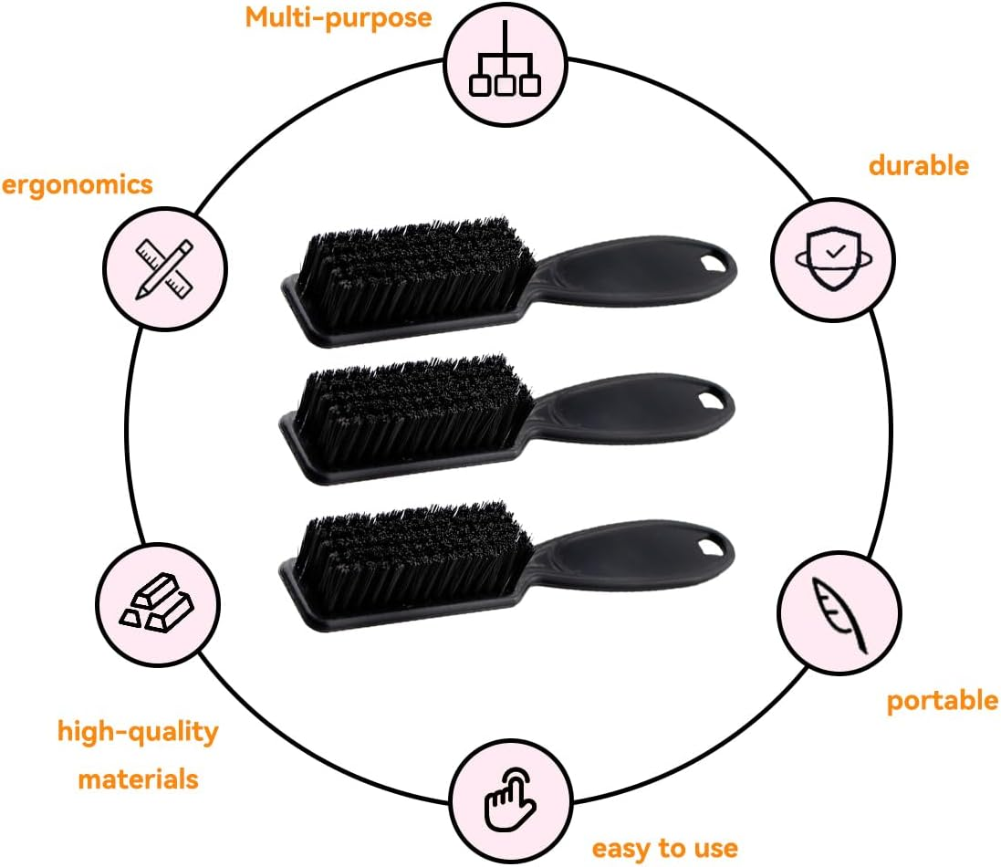 KAPSING Pack of 3 Black Sleek Bun Brush Hairdressing Accessories Brush for Sleek Braid Barber Brush Nylon Brush Nail Brush image number 2