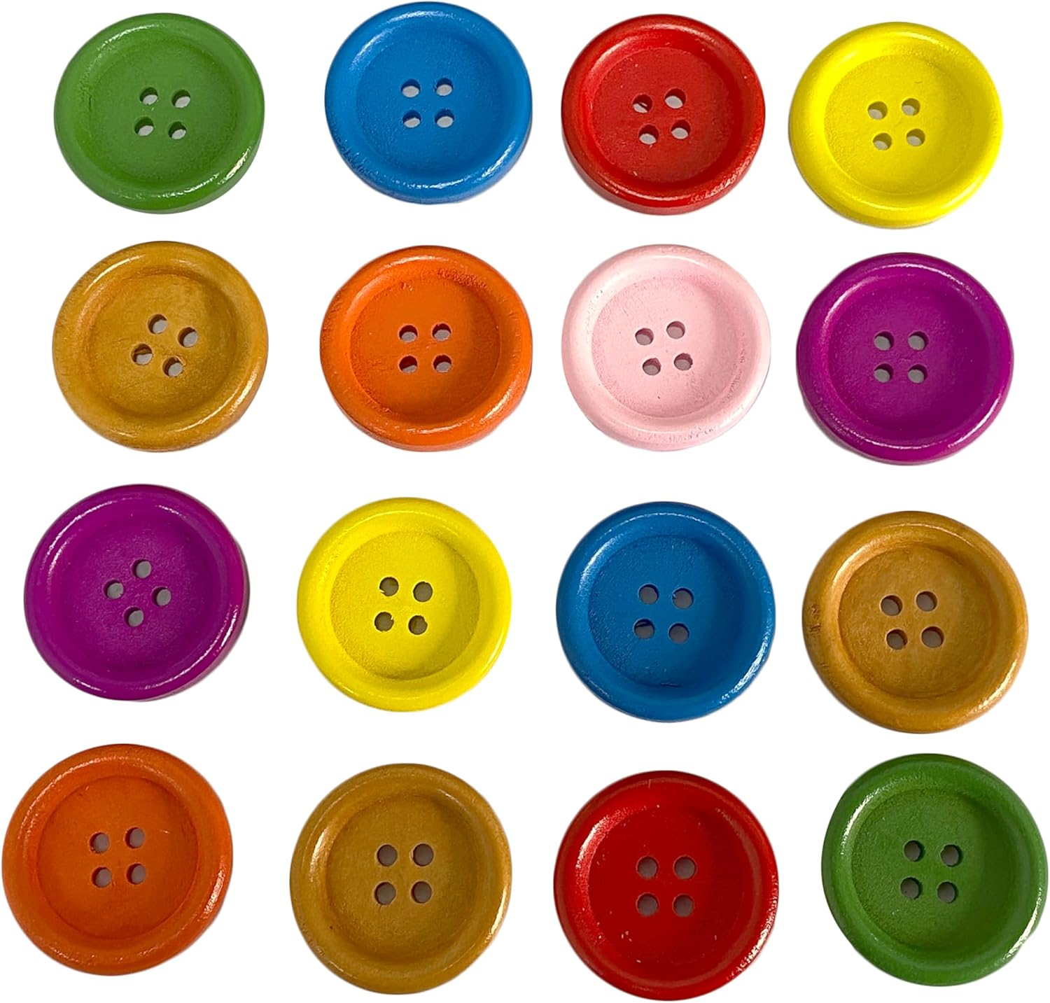 Aoozleny DIY Handmade Wooden Clothing Sewing Button - Solid Color 4Holes Sewing Button for Making Sweater Shirt/Diy Socks, Pack of 100, Multi-Color, 1"(25Mm) image number 5